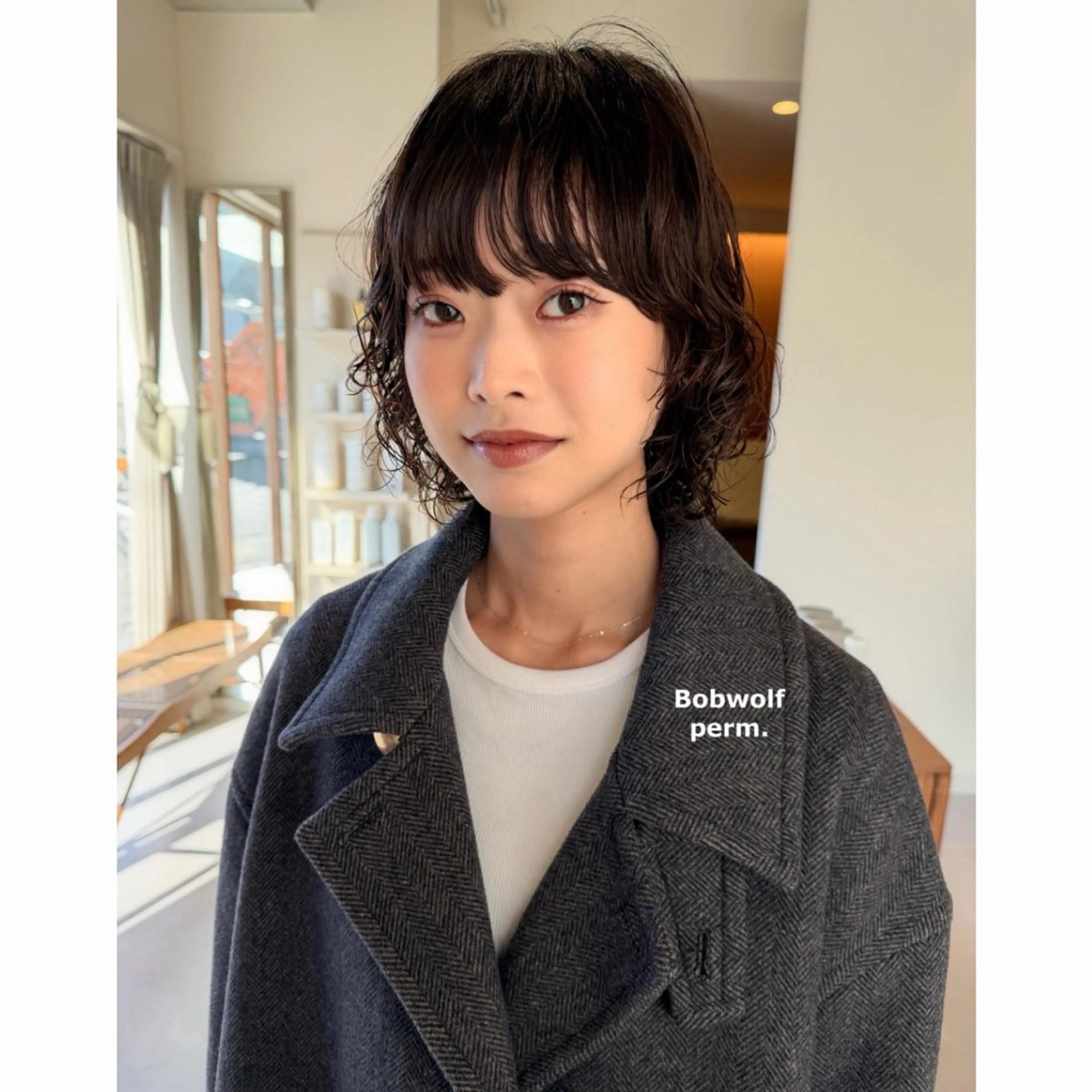 ショート パーマ ボブ ウルフカット カット パーマ トリートメント ボブパーマ/艶カラー 透明感カラー/ユメノのヘアスタイル