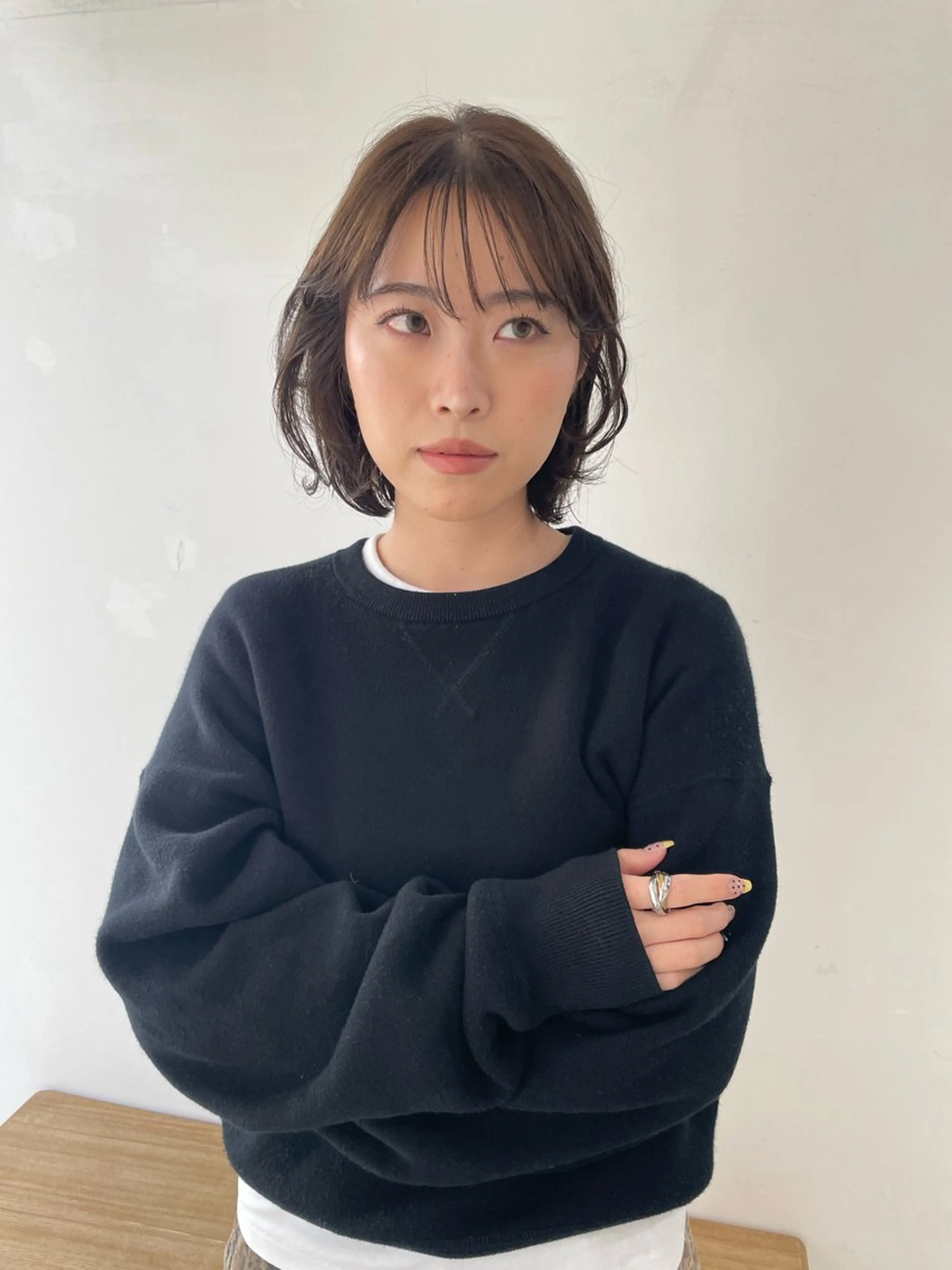 ミディアム ボブ カット ヘアカラー 熊崎 葵のヘアスタイル