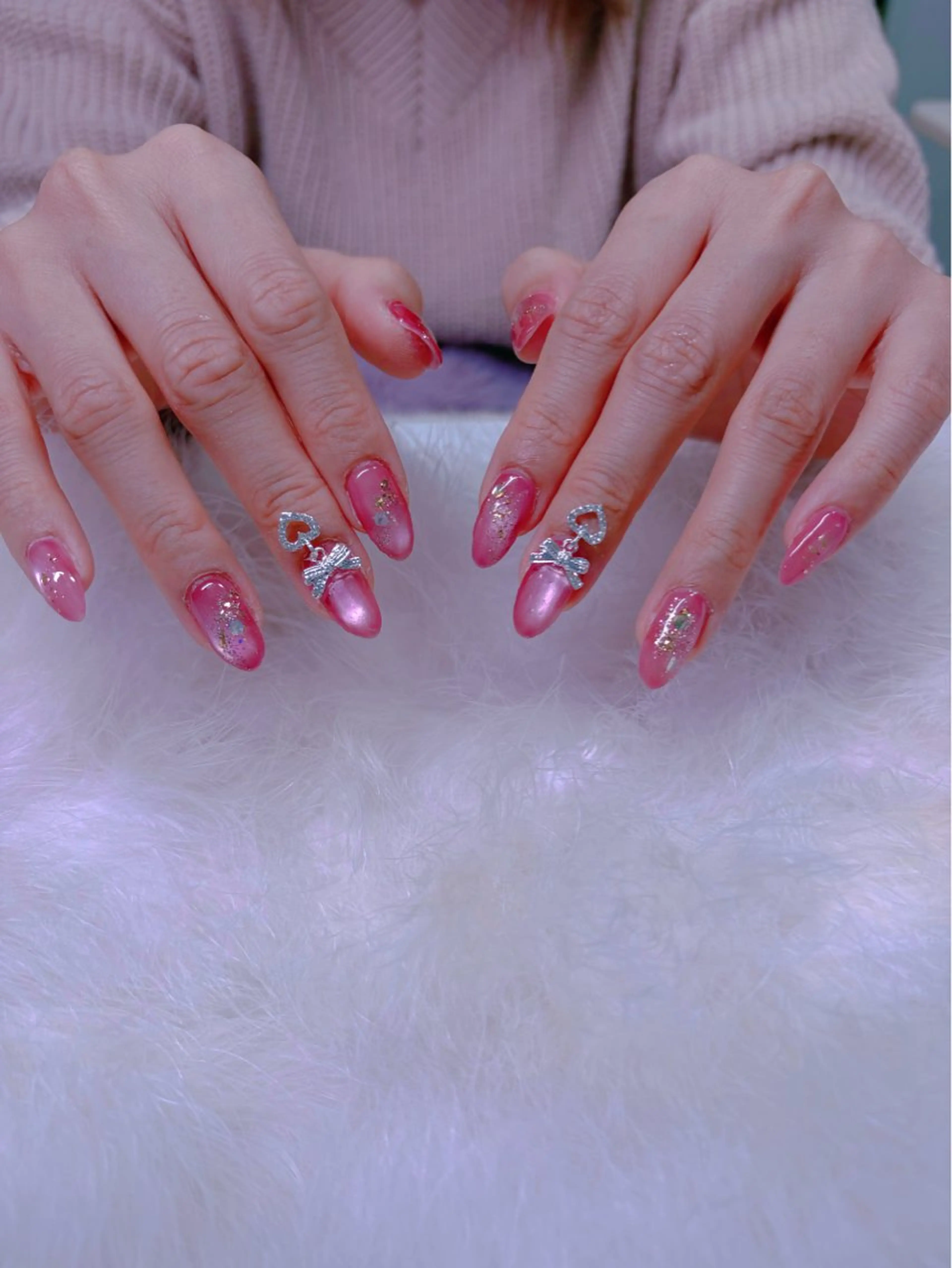 ネイル チークネイル 桜ネイル 成人式 長さ出し フットネイル ビューティー ネイルのネイルデザイン