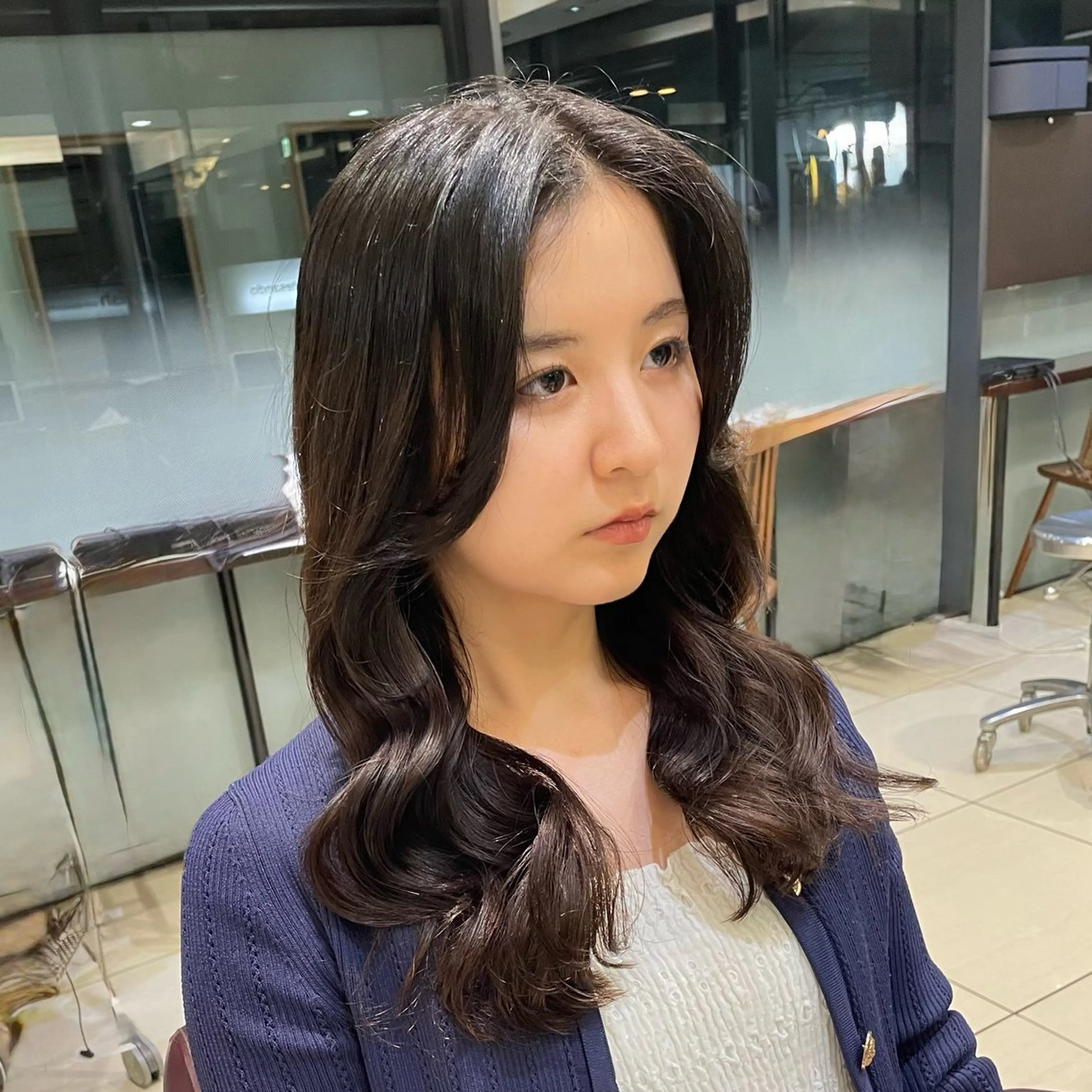 セミロング パーマ セミロングパーマ 韓国風ヘア デジタルパーマ パーマ 韓国風パーマ🌿コテ 巻き風パーマ/るいのヘアスタイル