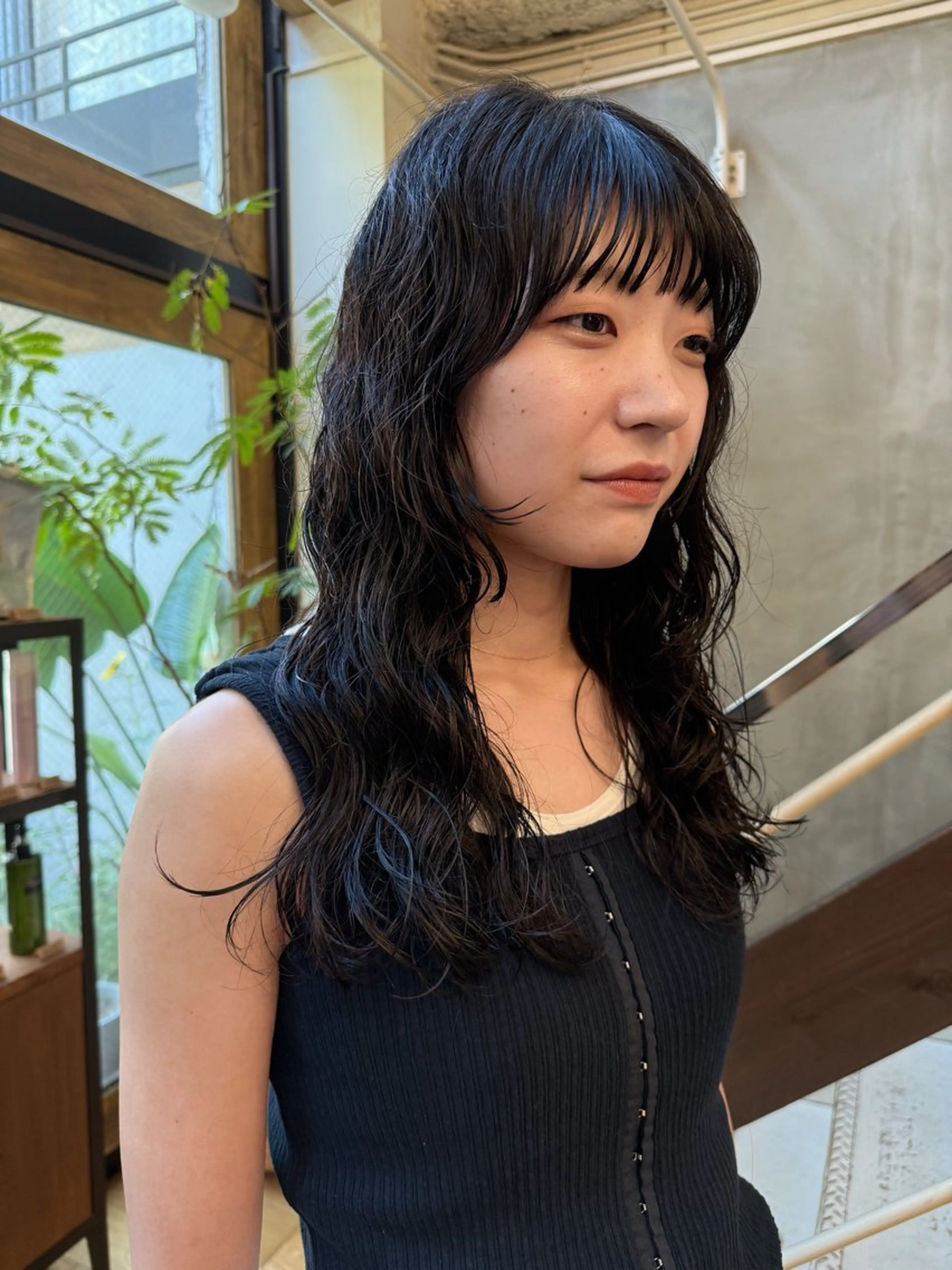 セミロング パーマ セミロングパーマ 顔まわりレイヤー レイヤーカット 松尾/パーマ/堀江 心斎橋/なんばのヘアスタイル