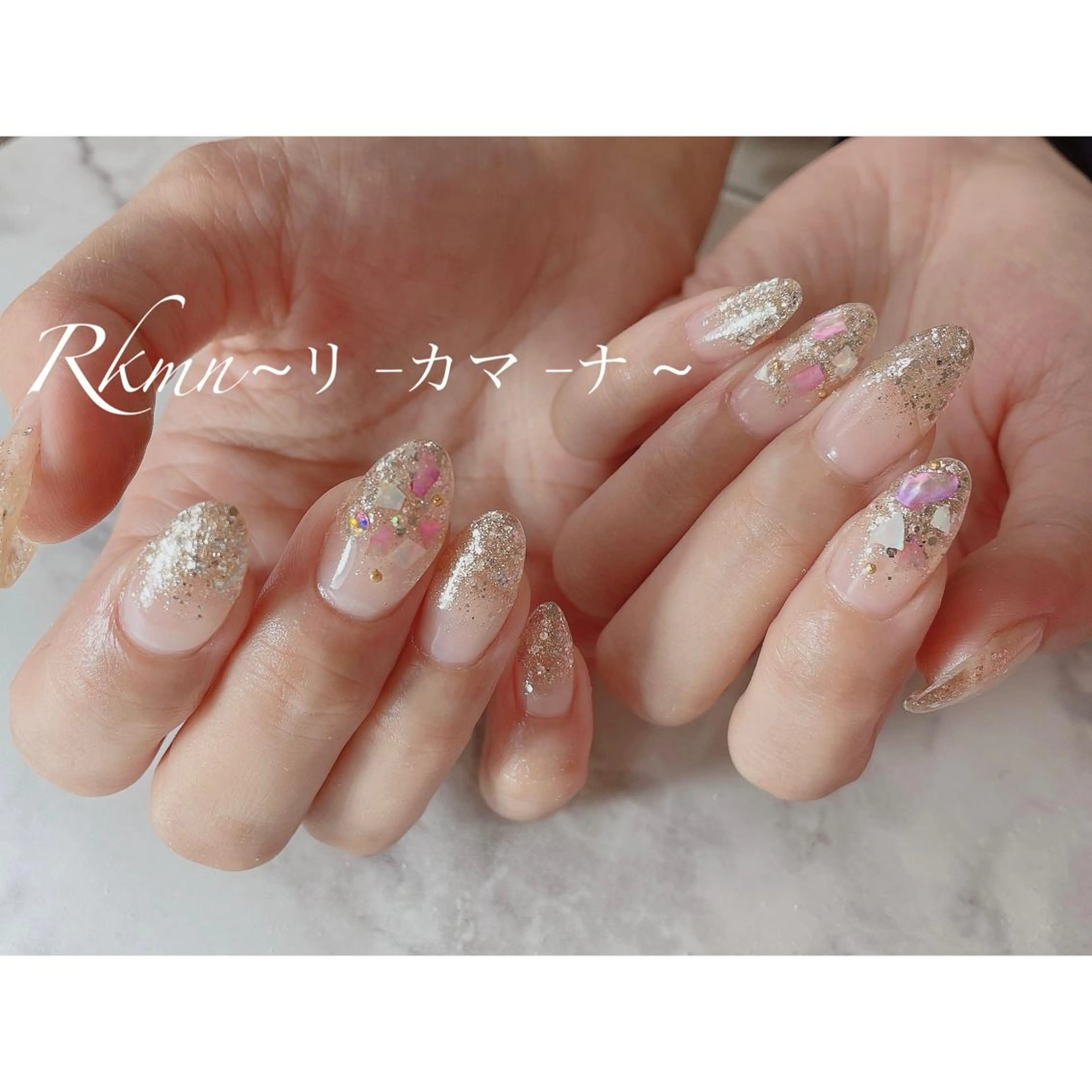 ネイル アートネイル グラデーション ラメ(グリッター) 春ネイル ハンドネイル フットネイル ハンドケア Rkmn ~リ-カマ-ナ~のネイルデザイン