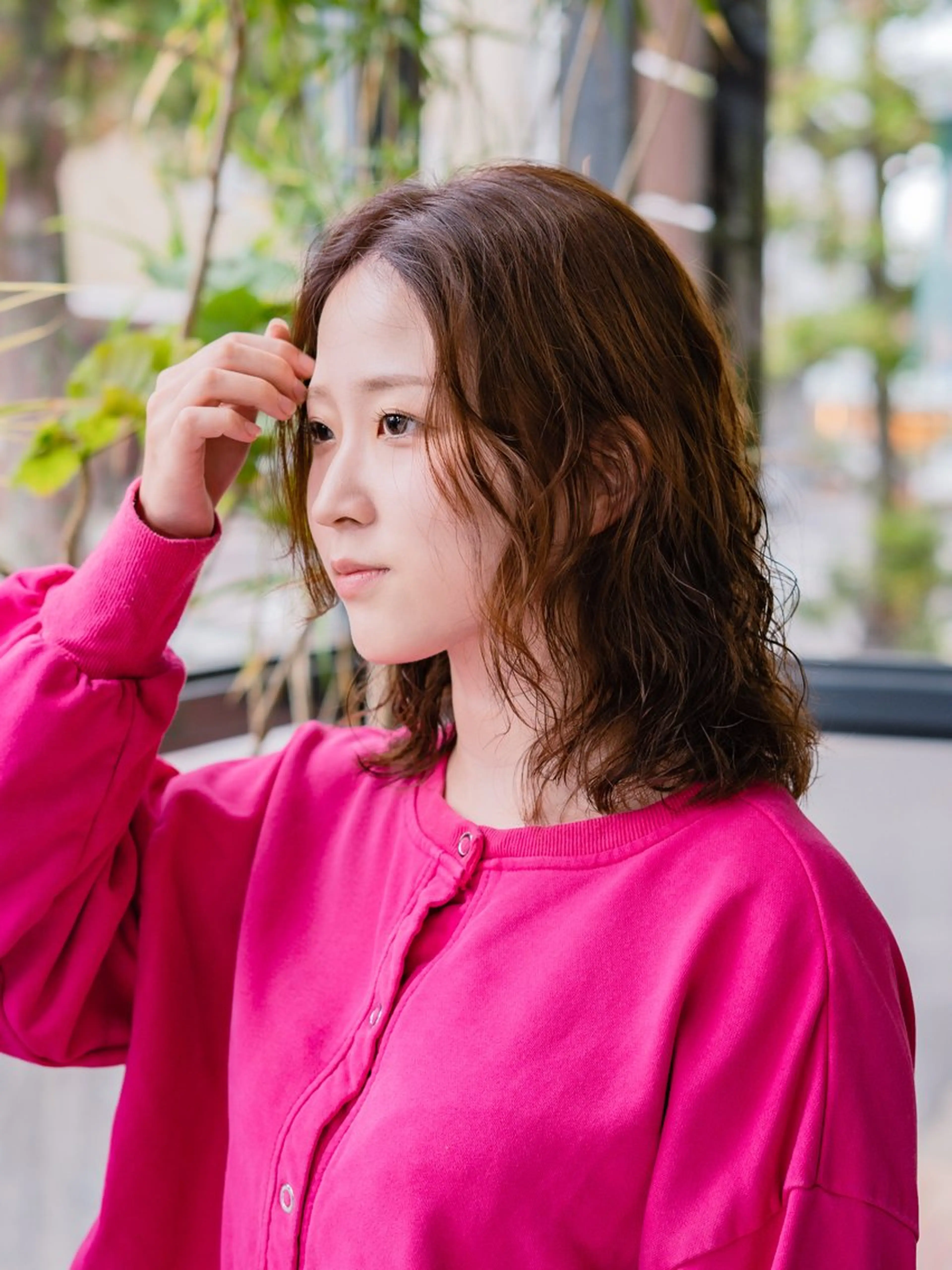 セミロング パーマ セミロングパーマ デジタルパーマ 難波 侑希のヘアスタイル