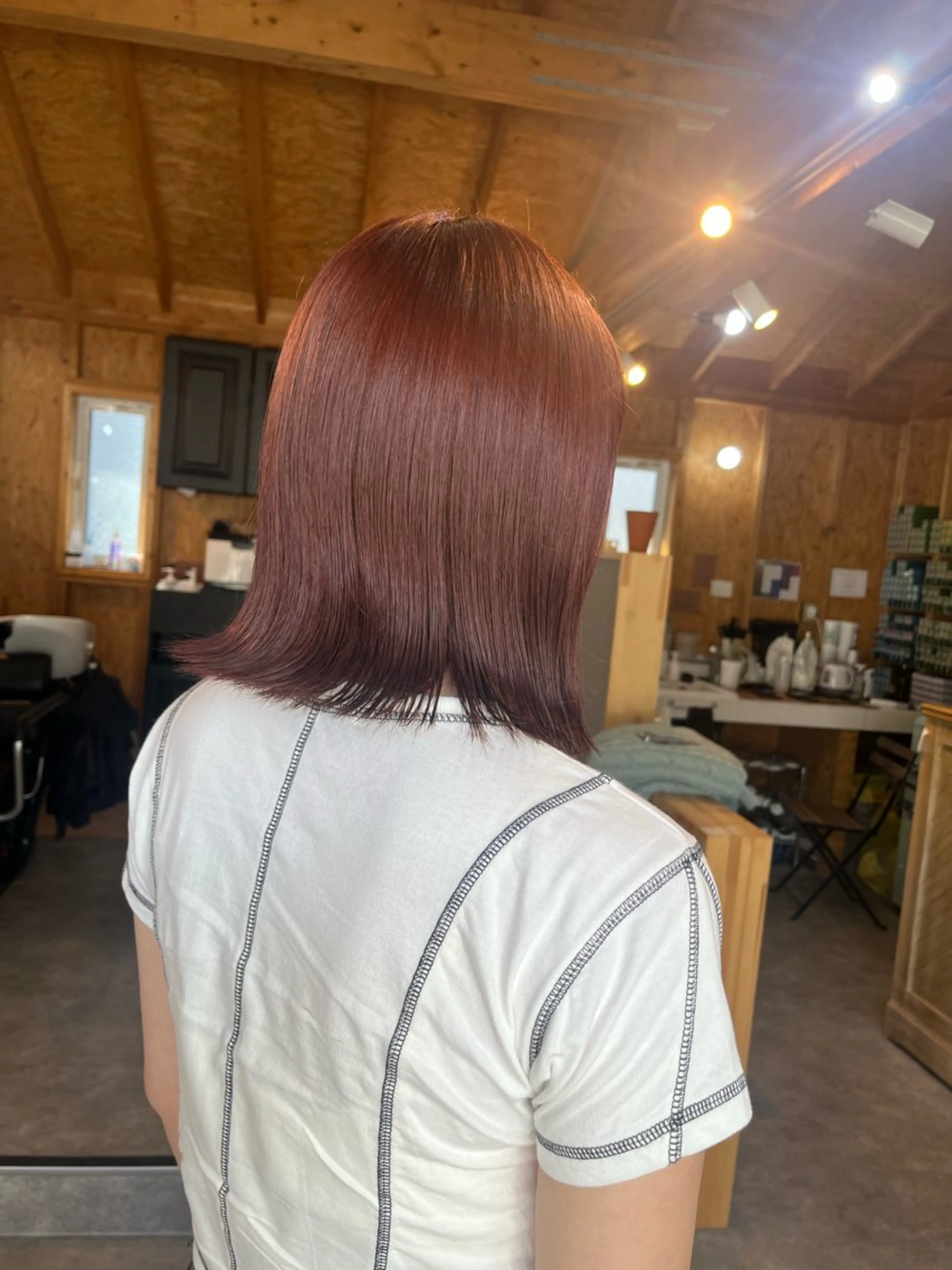 セミロング カラー ブリーチ ダブルカラー ブリーチなしカラー まろみ暖色×ボブ ×chia🕯のヘアスタイル