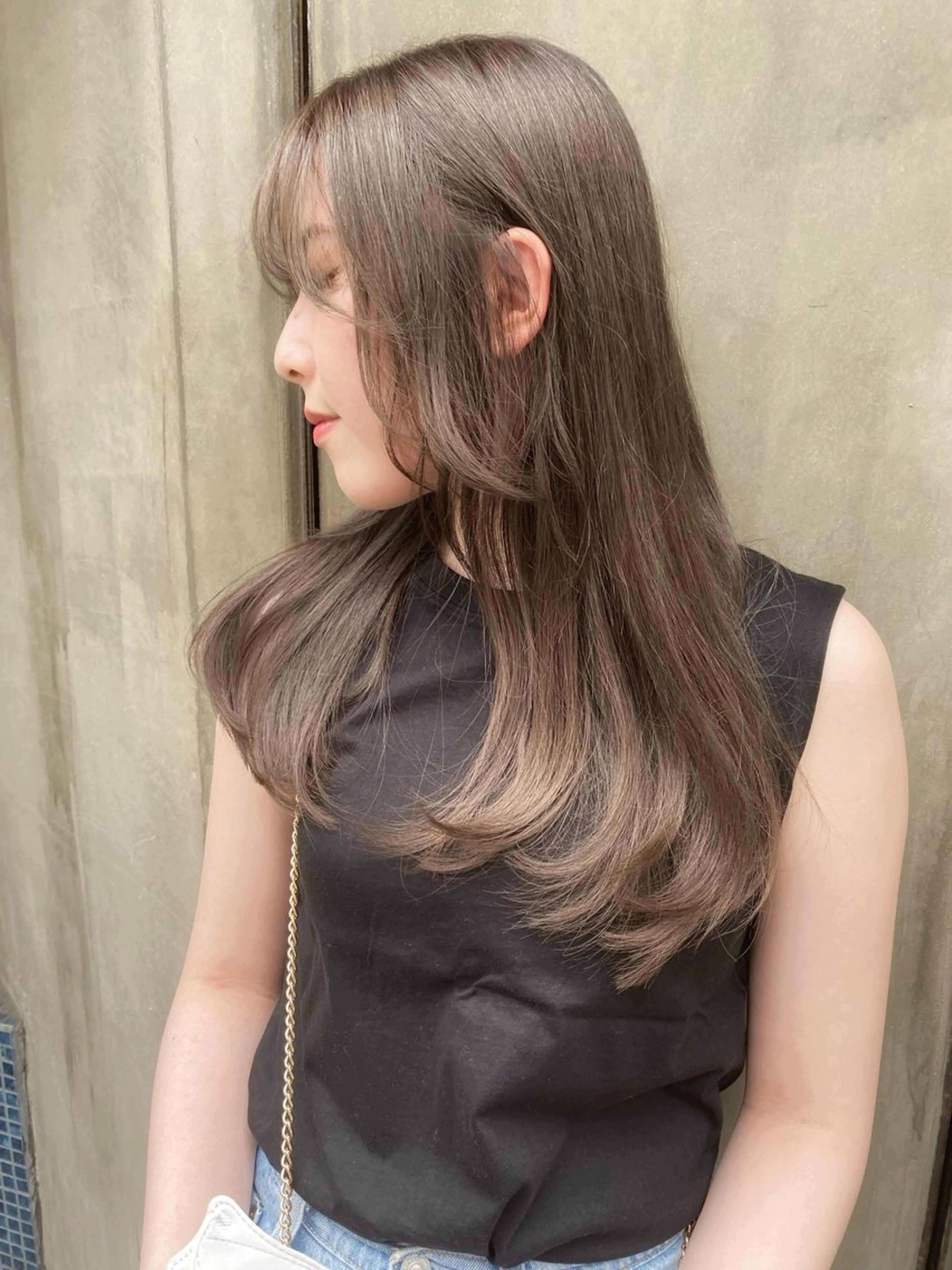 ロング カラー ベージュカラー カット sana🤍ボブ ベージュ🤍のヘアスタイル