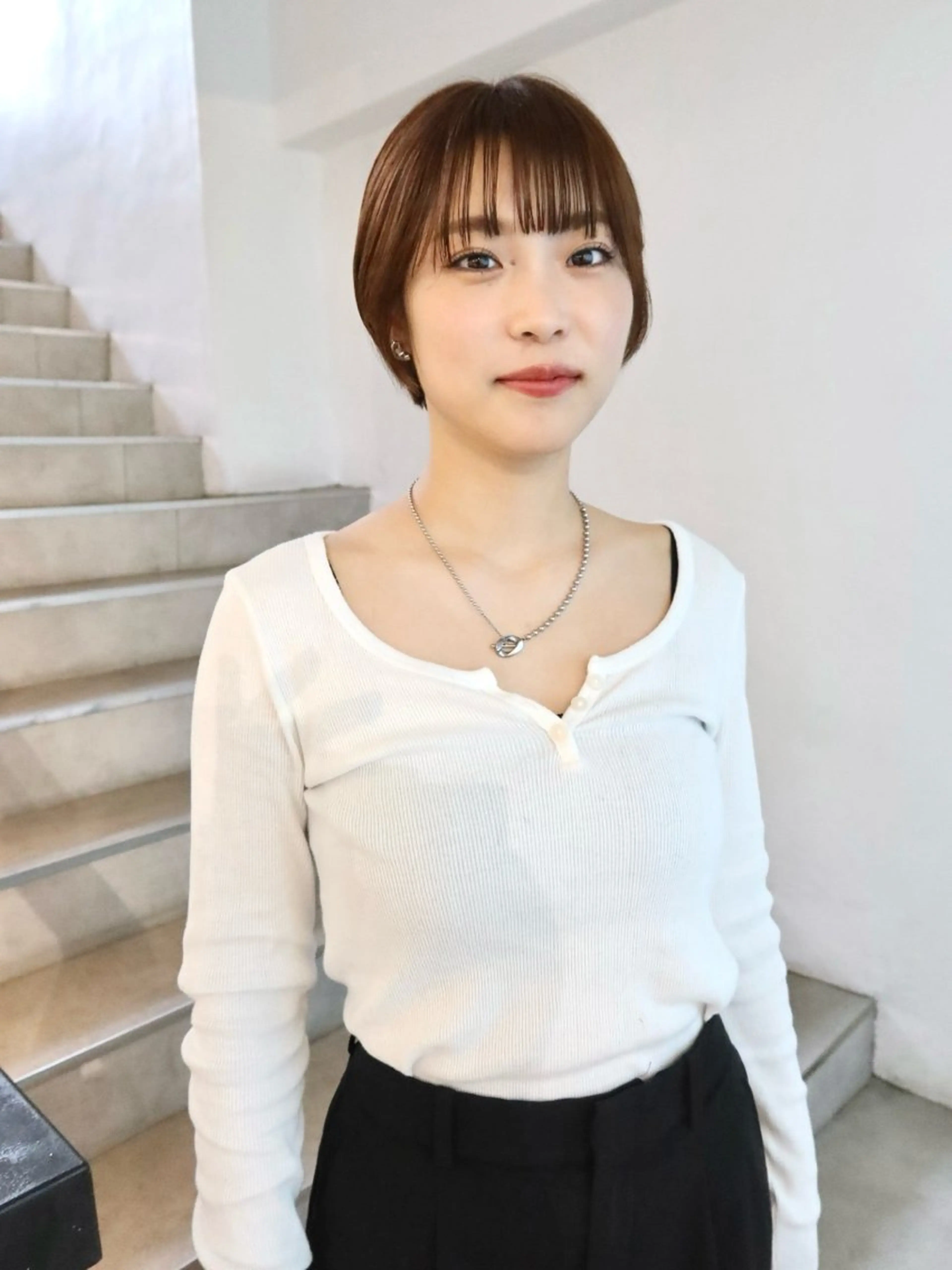 ショート 顔周りカット/透明感 カラー✂️MEIのヘアスタイル