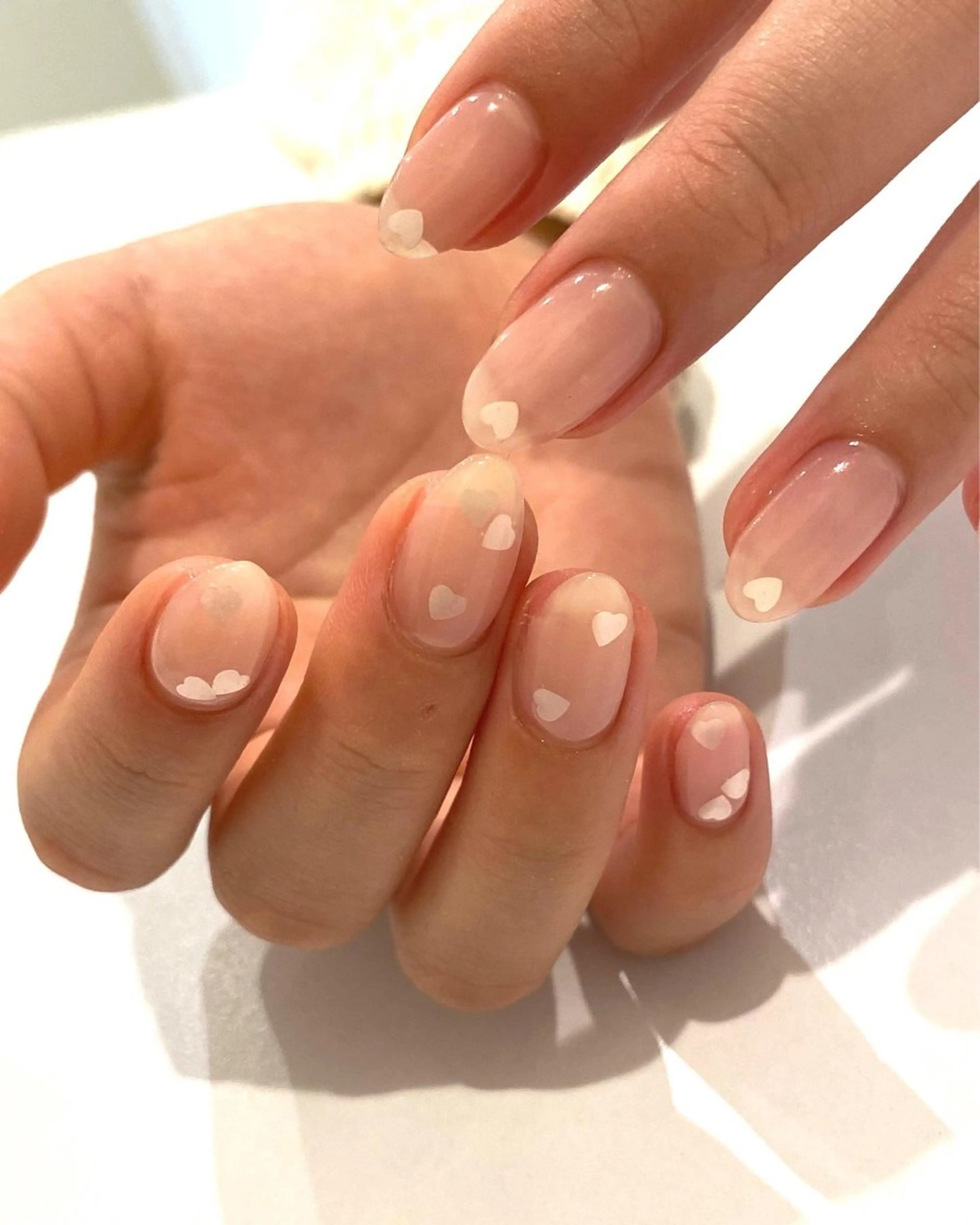 ネイル ハート ホワイト Ann nailのネイルデザイン