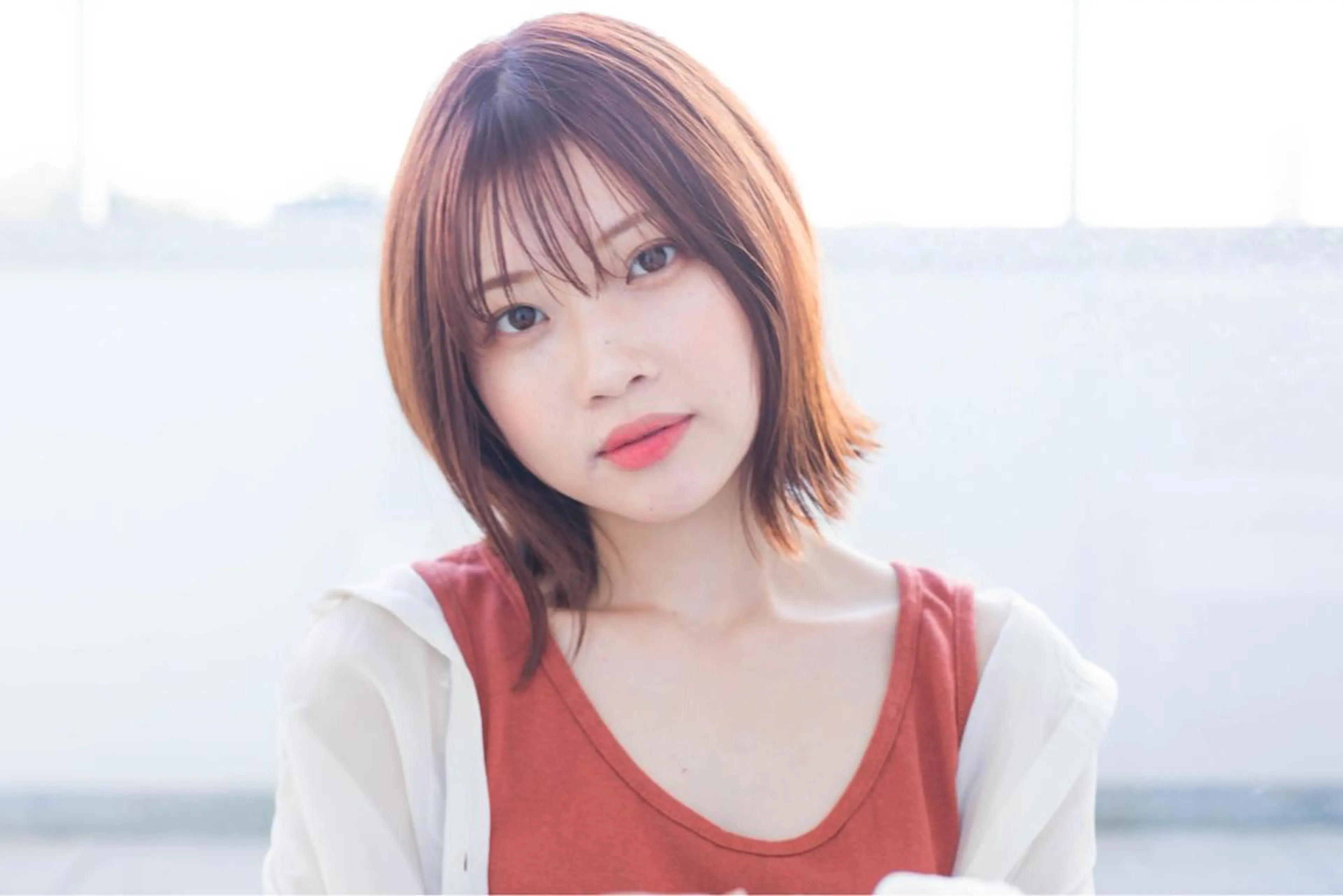 ミディアム カラー 切りっぱなしボブ ベージュカラー ピンクカラー ピンクベージュ ボブ フリーランス【Chill-hus】所属・小野 和摩のヘアスタイル