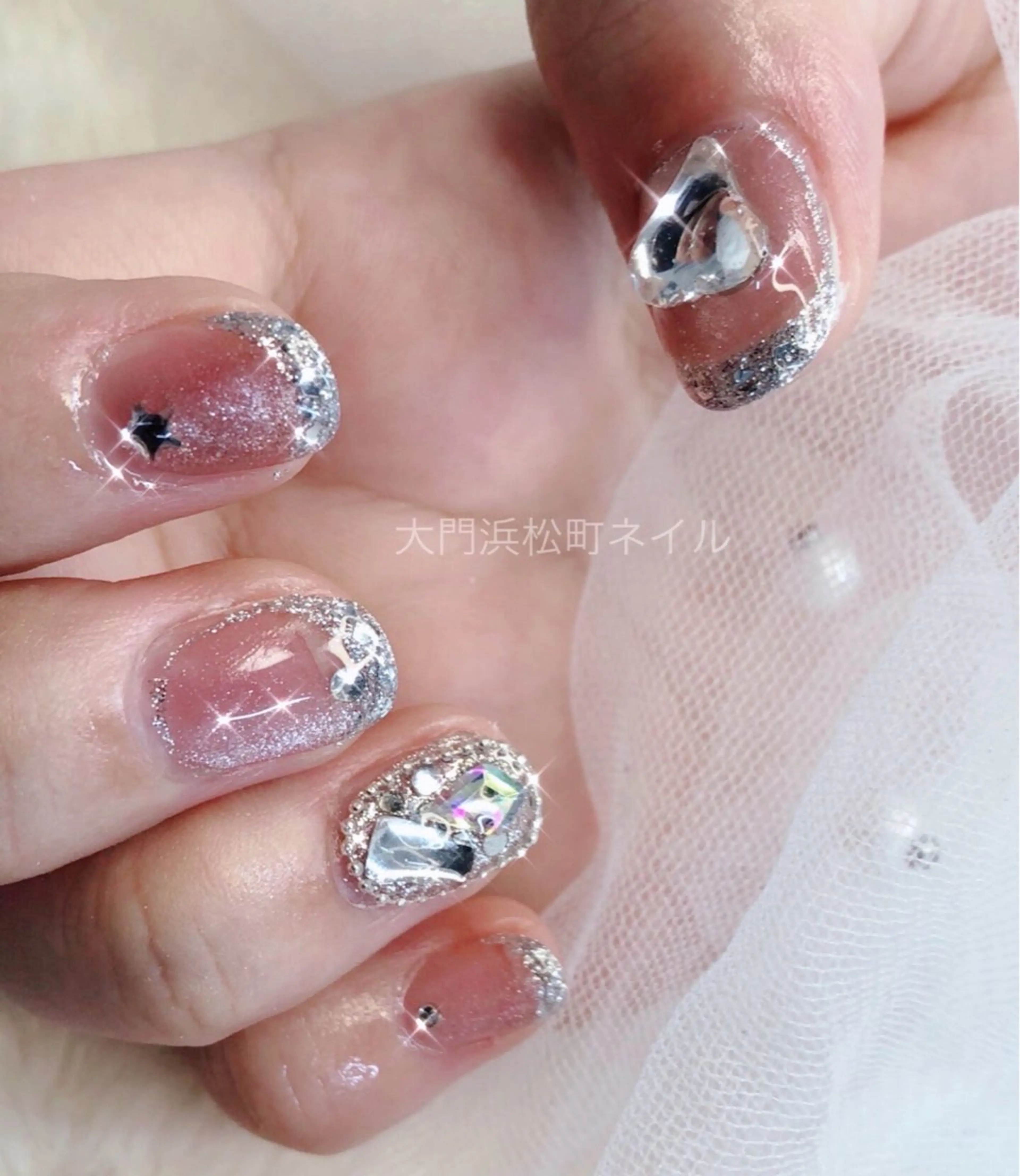 ネイル フレンチネイル ガラスフレンチ マグネットネイル ミラーネイル オフィスネイル 大門浜松町 ネイルのネイルデザイン