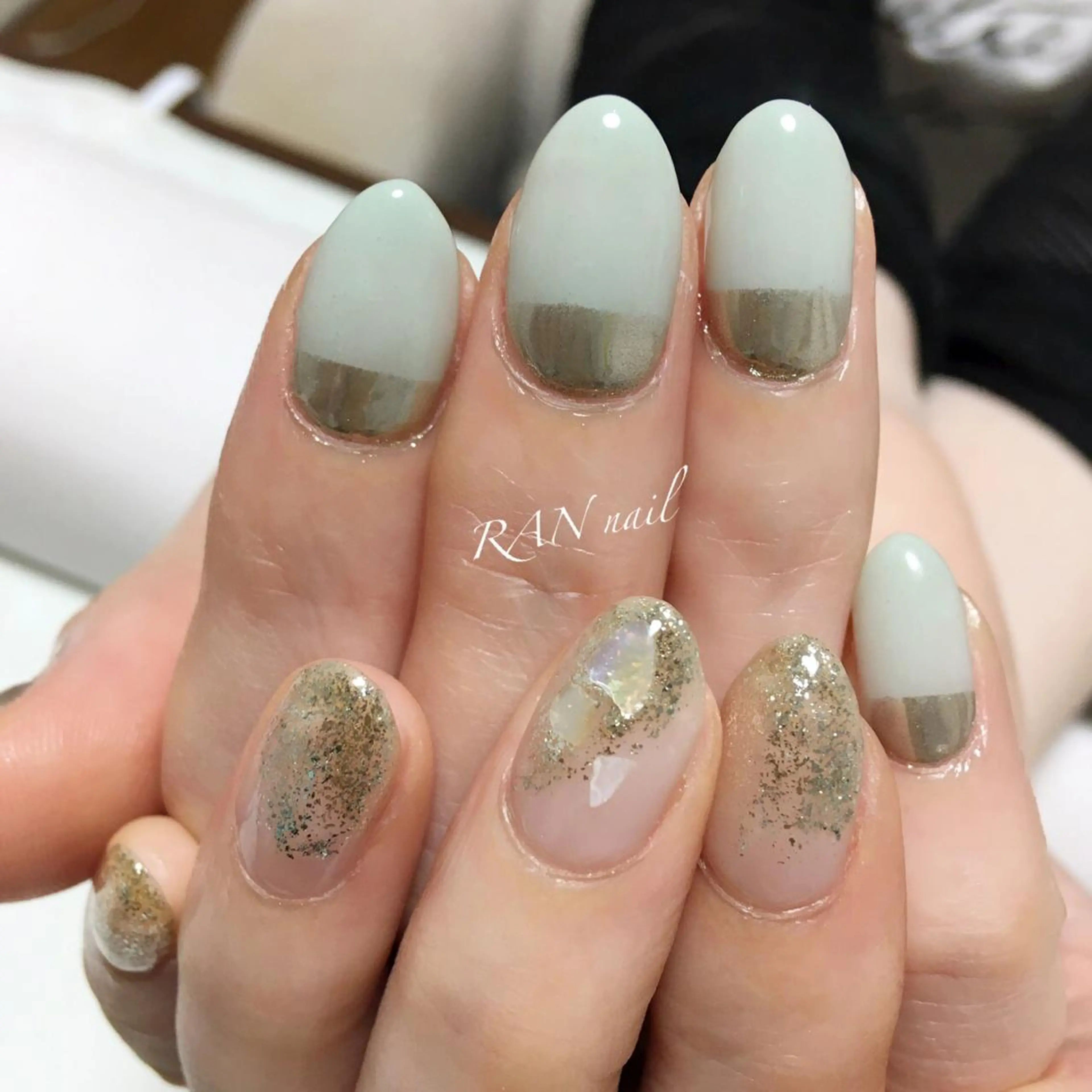 ネイル フレンチネイル ラメ(グリッター) ミラーネイル パステルネイル ハンドネイル フットネイル RAN nailのネイルデザイン