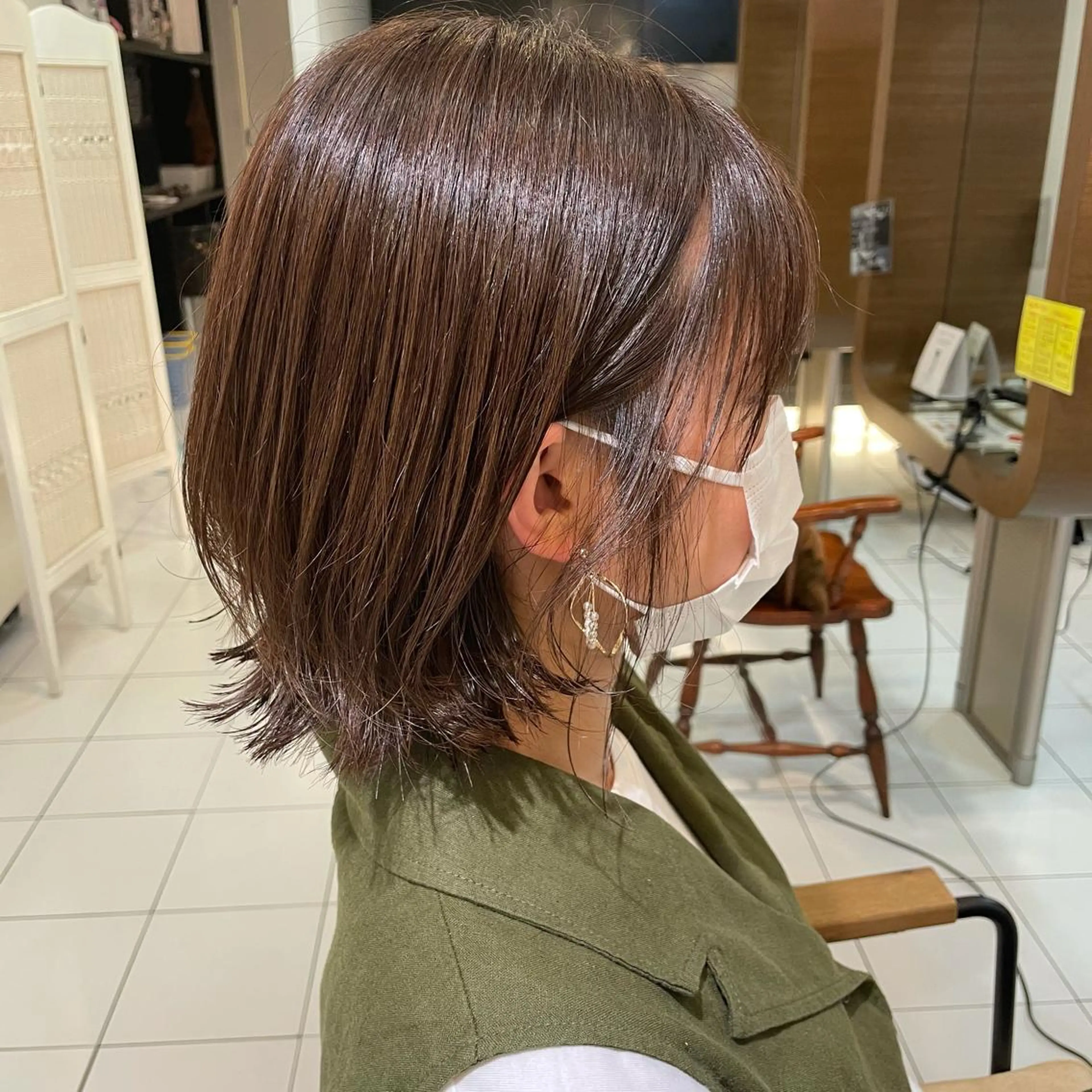 ミディアム カラー ベージュカラー オリーブベージュ 透明感カラー/ 寺田千雅子のヘアスタイル