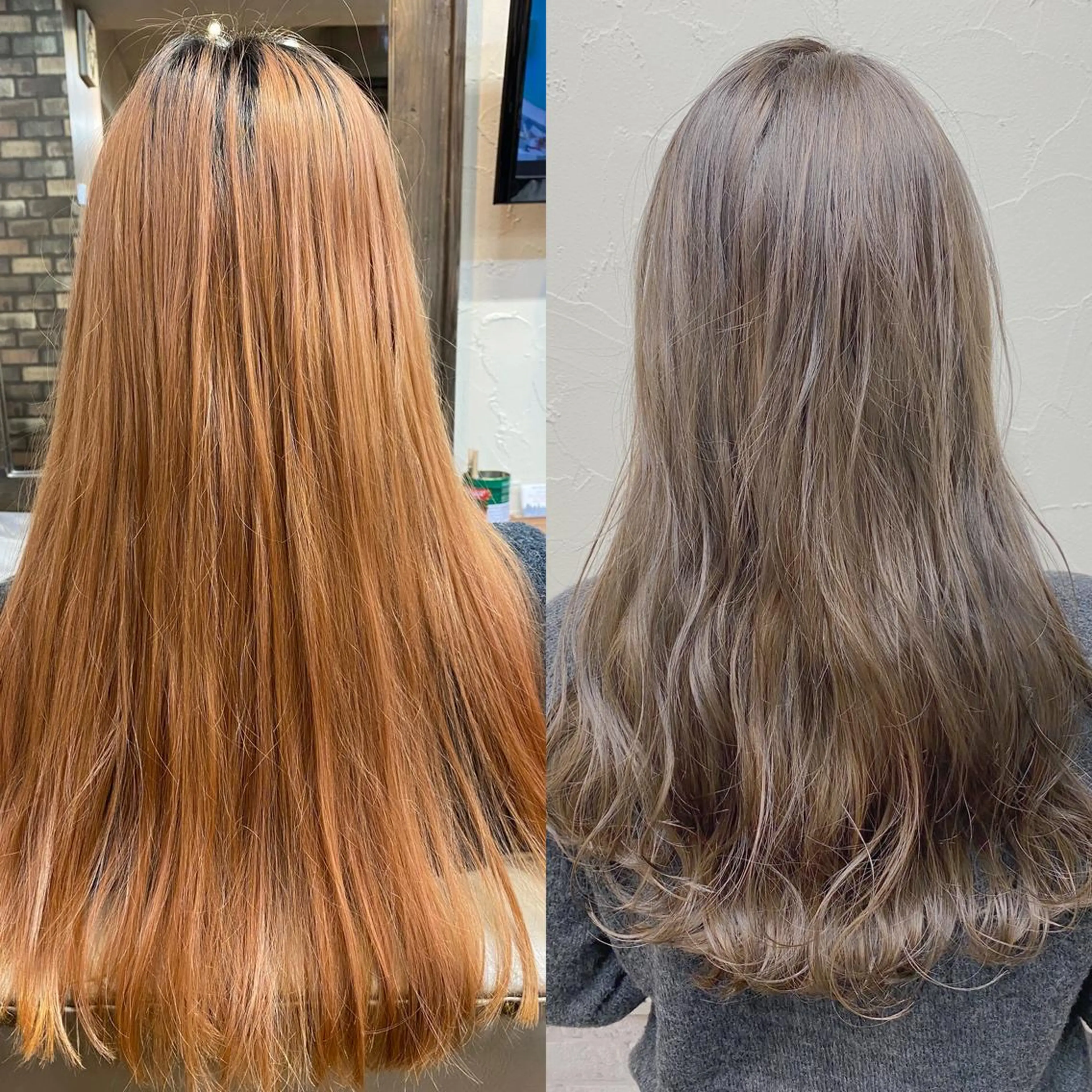 ロング カラー オレンジ 髪質改善/レイヤー ストウシンゴのヘアスタイル