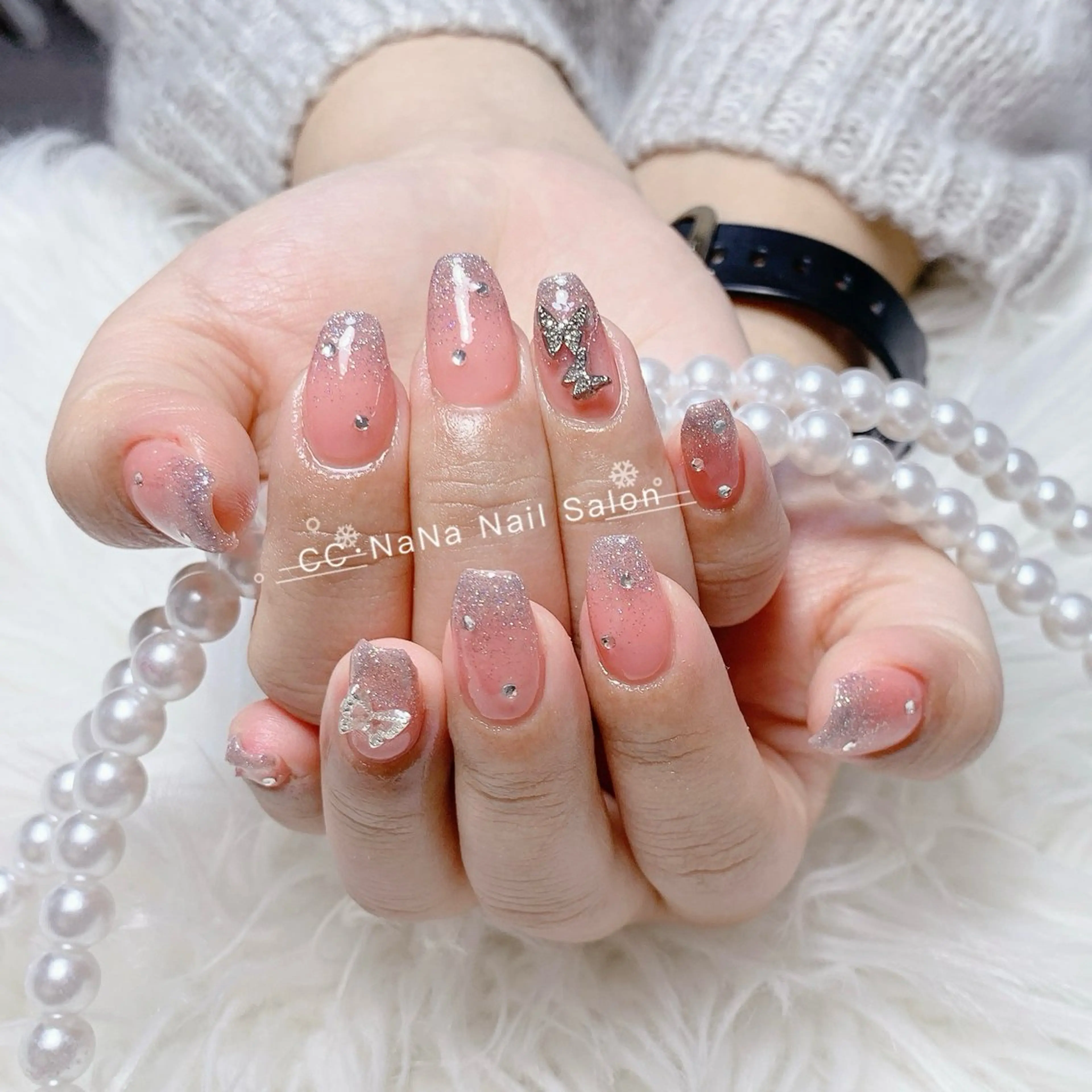 ネイル チークネイル フラッシュネイル ハート キラキラネイル 韓国ネイル ハンドネイル 💎CC・NaNa 韓国風ネイル🌙Cのネイルデザイン