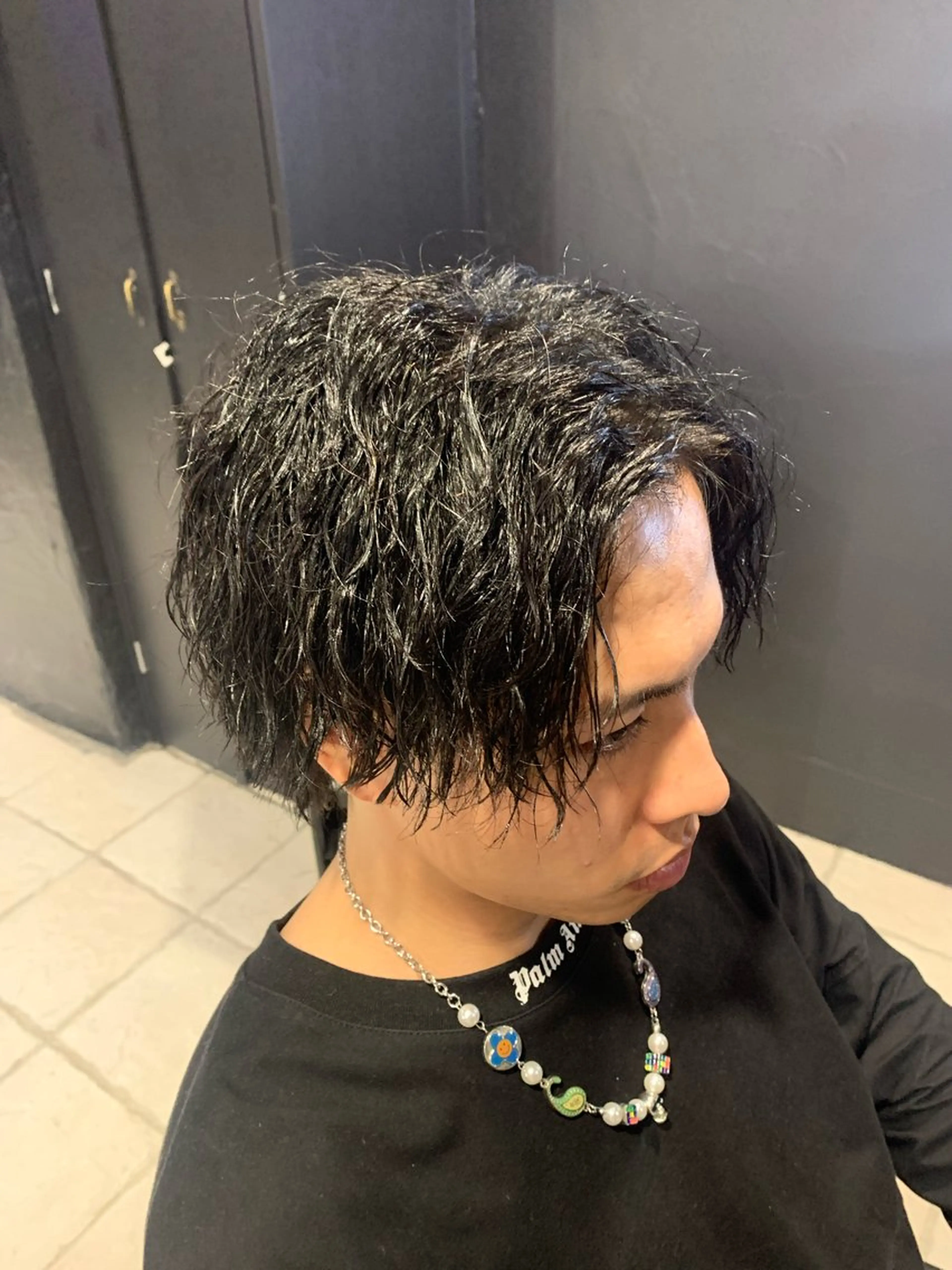 ミディアム メンズ メンズウルフカット ウルフカット メンズパーマ/難波/ 心斎橋　室園亮佑のヘアスタイル