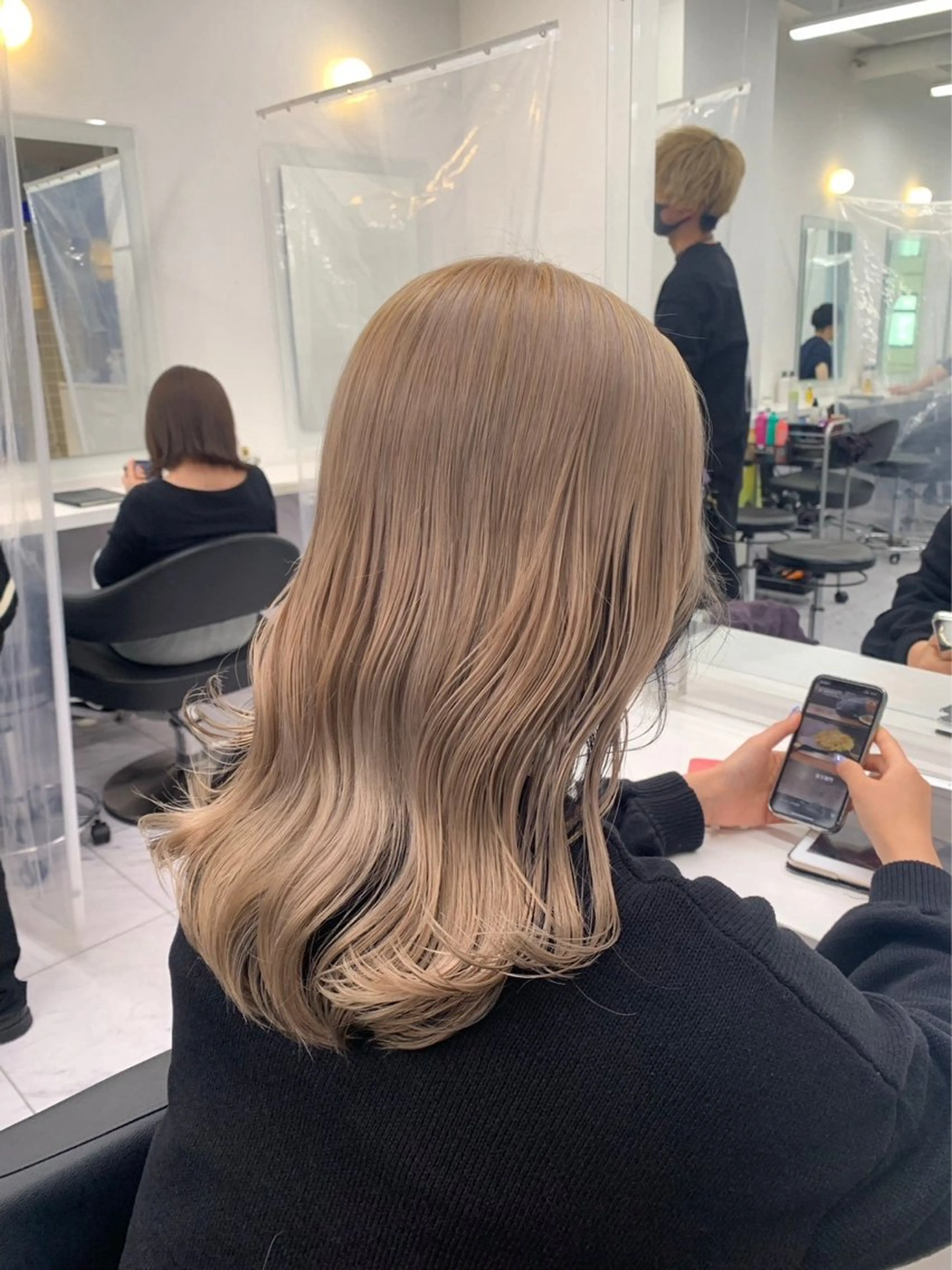 セミロング カラー パーマ ヘアアレンジ メンズ キッズ ブリーチなしカラー/ ブラウン/レイヤーのヘアスタイル