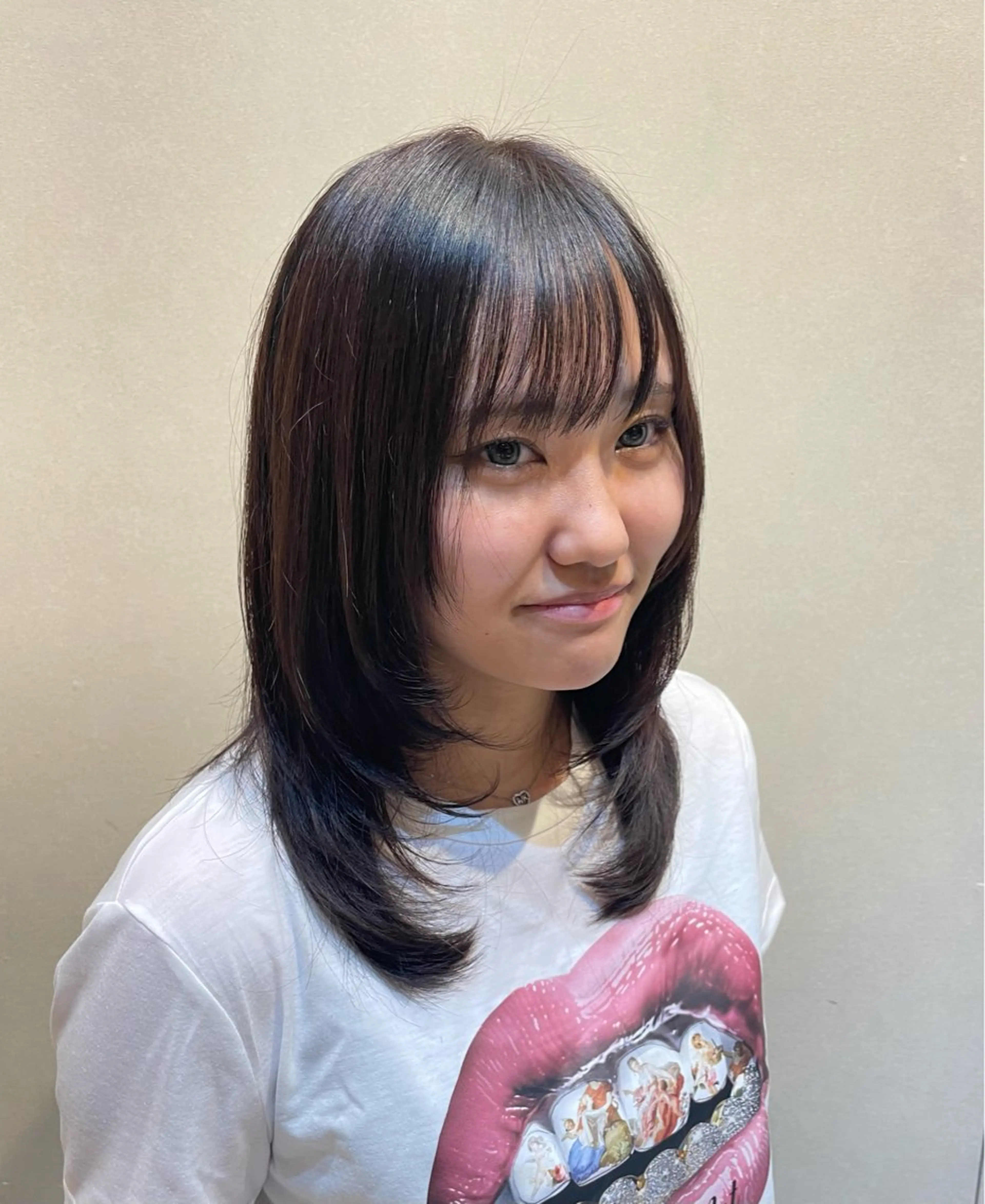 ミディアム カラー 顔まわりレイヤー 顔周りカット レイヤーカット 小顔カット 立川/メンズ特化 阿見のヘアスタイル