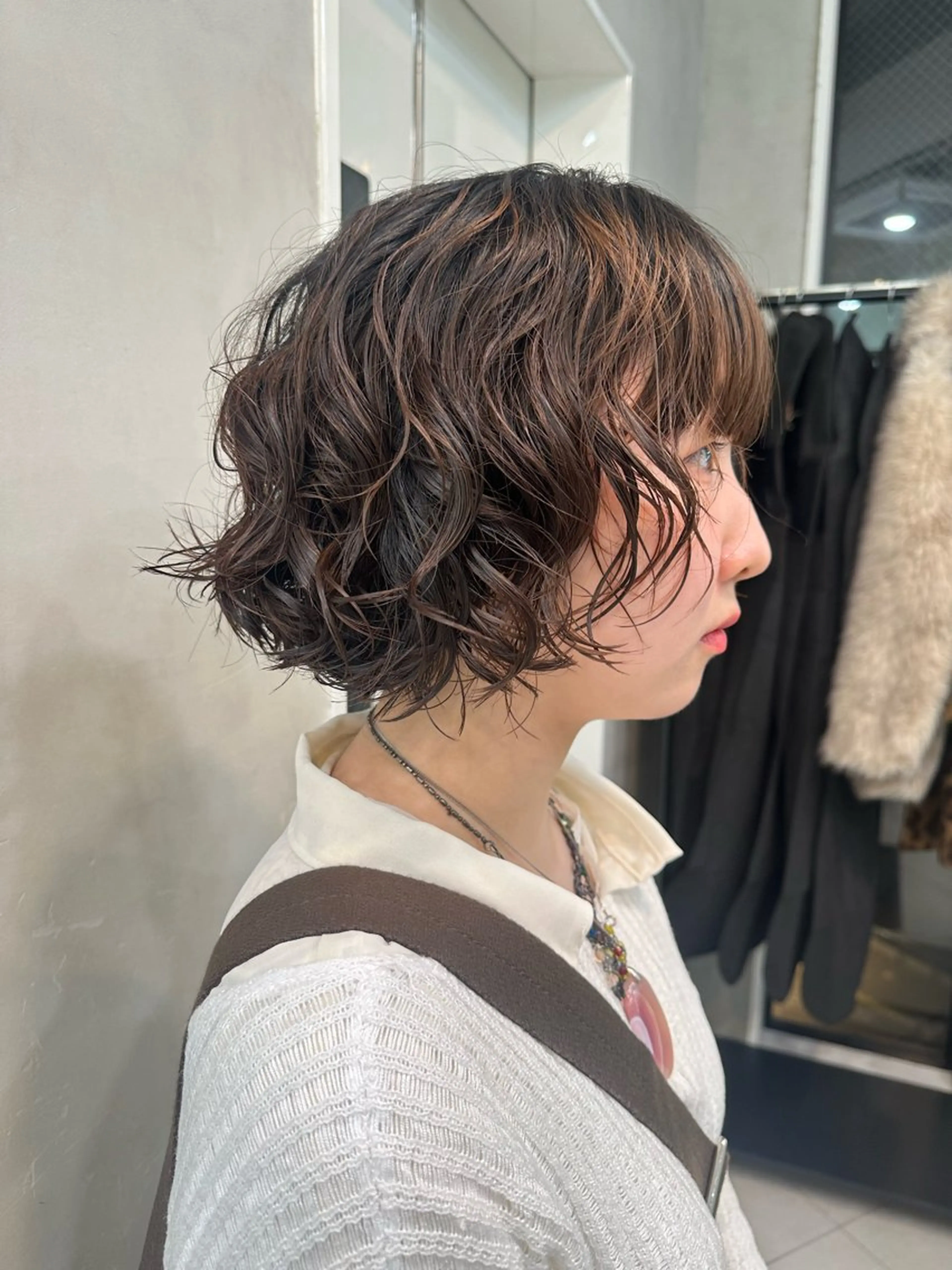 ミディアム パーマ ヘアアレンジ MIYU/ニュアンス /ケアブリーチカラーのヘアスタイル