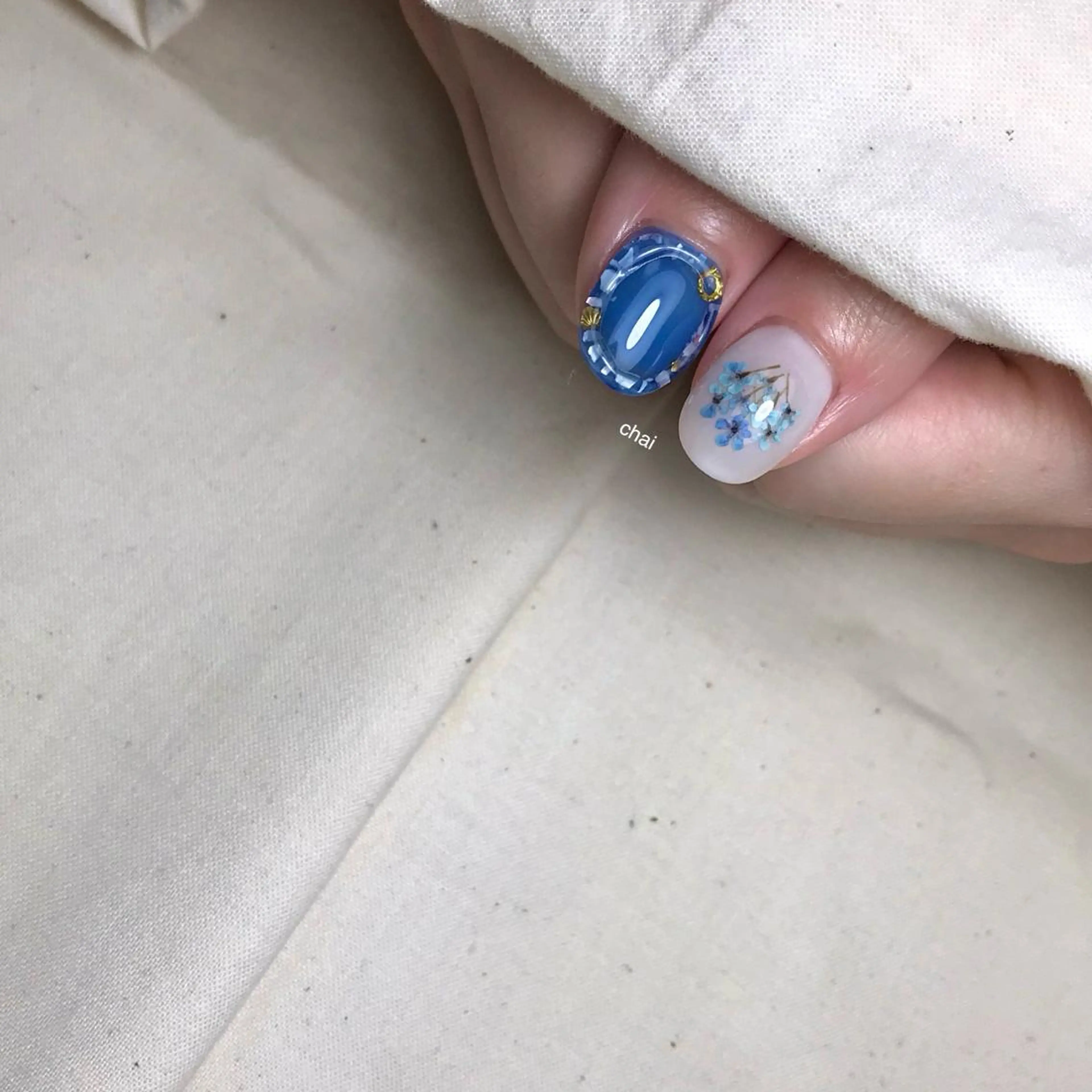 ネイル ブルー 夏ネイル ハンドネイル 💅chainail _aiのネイルデザイン