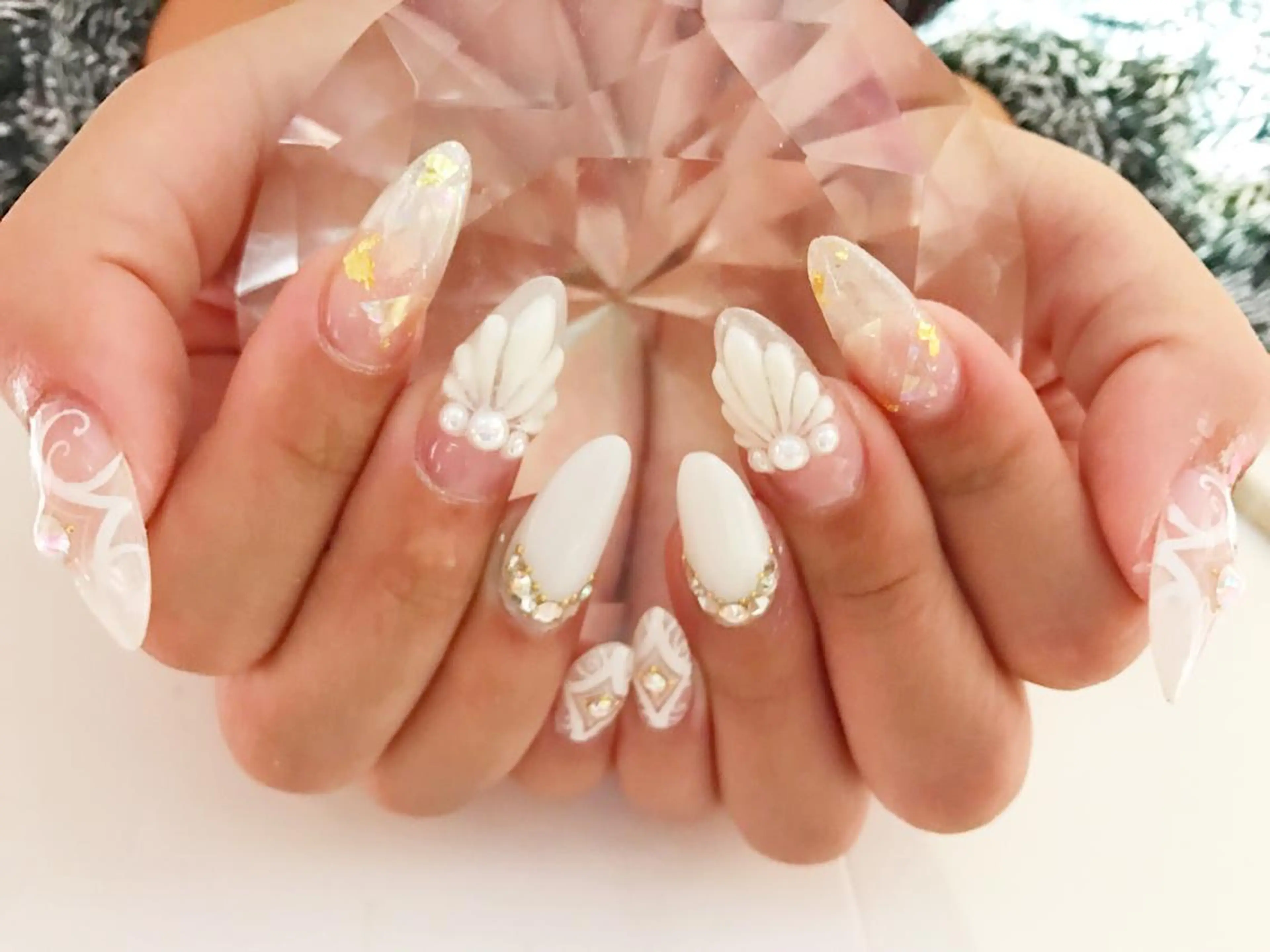 ネイル スカルプネイル シンプルネイル ブライダルネイル YUN 💅のネイルデザイン
