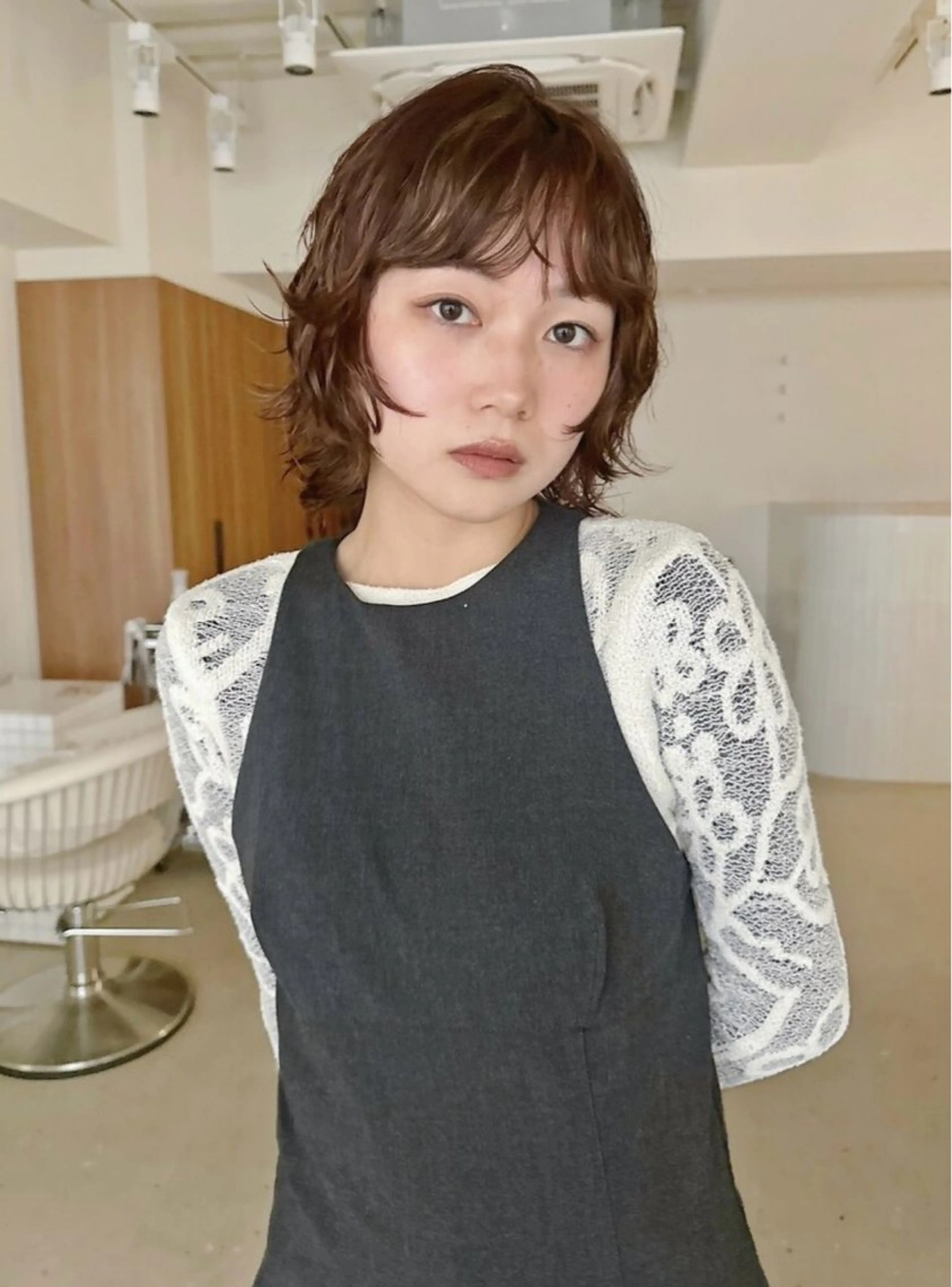 ショート カラー 切りっぱなしボブ ベージュカラー ブリーチ ダブルカラー グレージュ 小顔矯正/レイヤー 透明感カラー✨生真のヘアスタイル