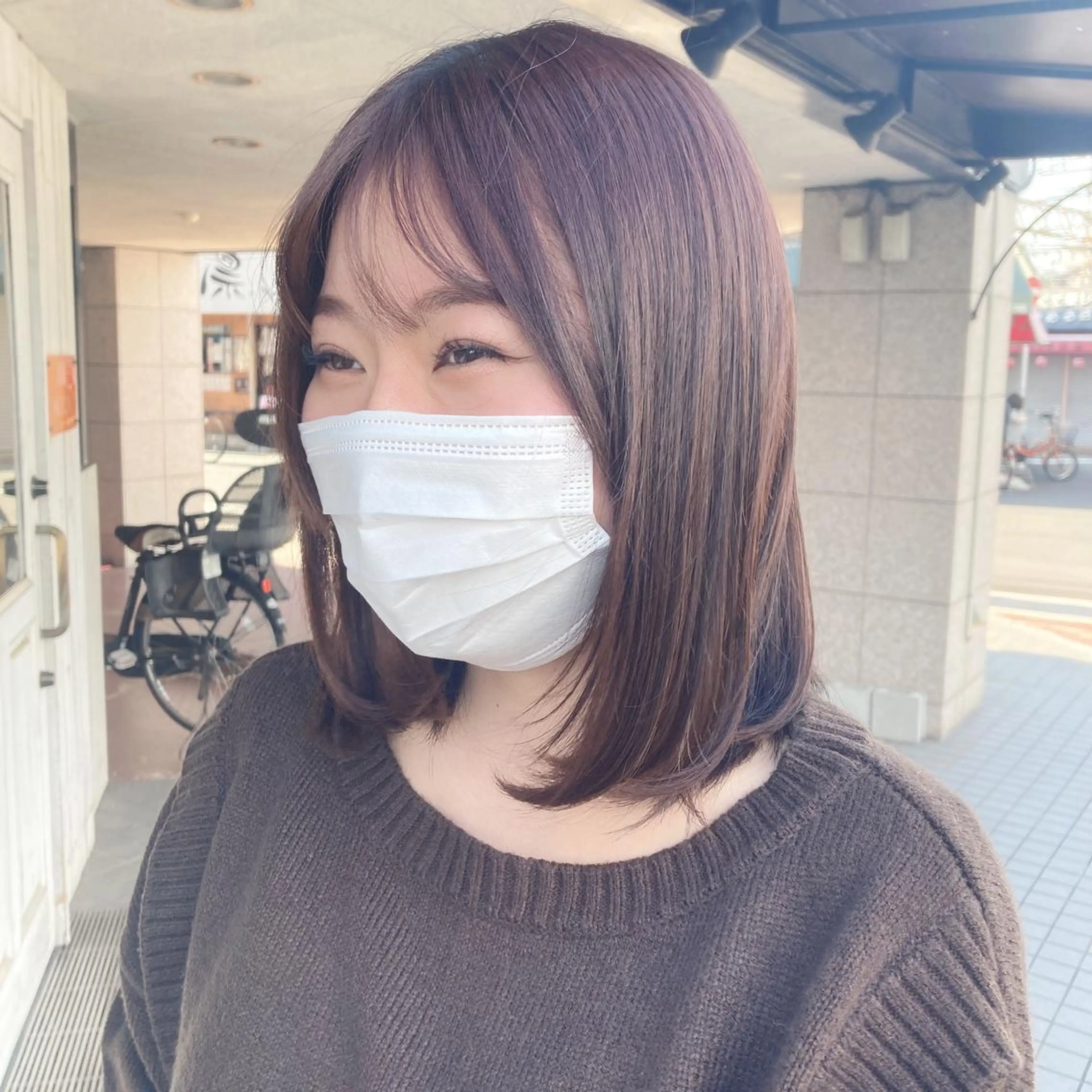 ミディアム 髪質改善カラー 縮毛矯正🤍辻桃加のヘアスタイル