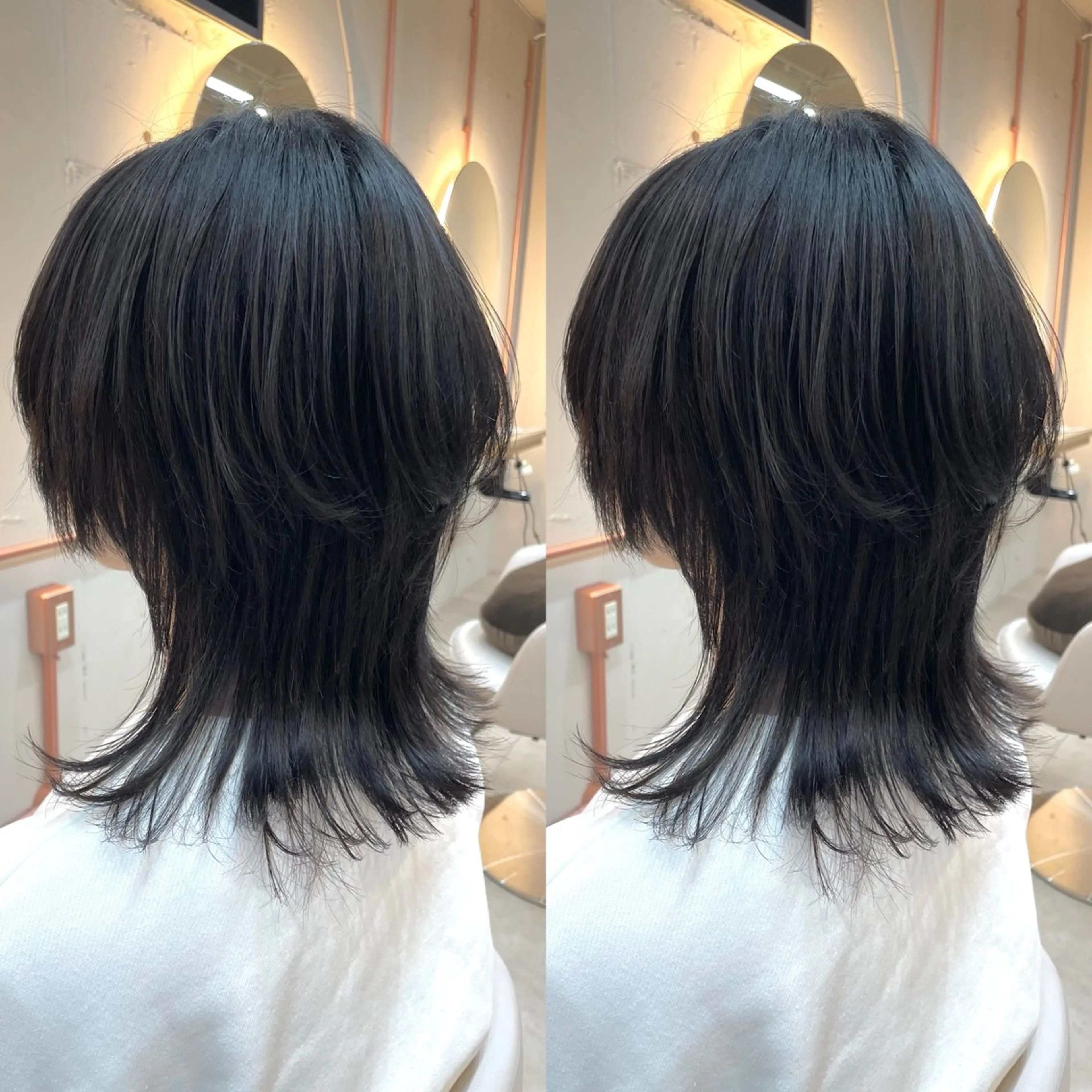 ミディアム ハイレイヤー レイヤーカット ウルフカット カット トリートメント ヘアセット ブリーチ無しダブル カラー🦕まどかのヘアスタイル