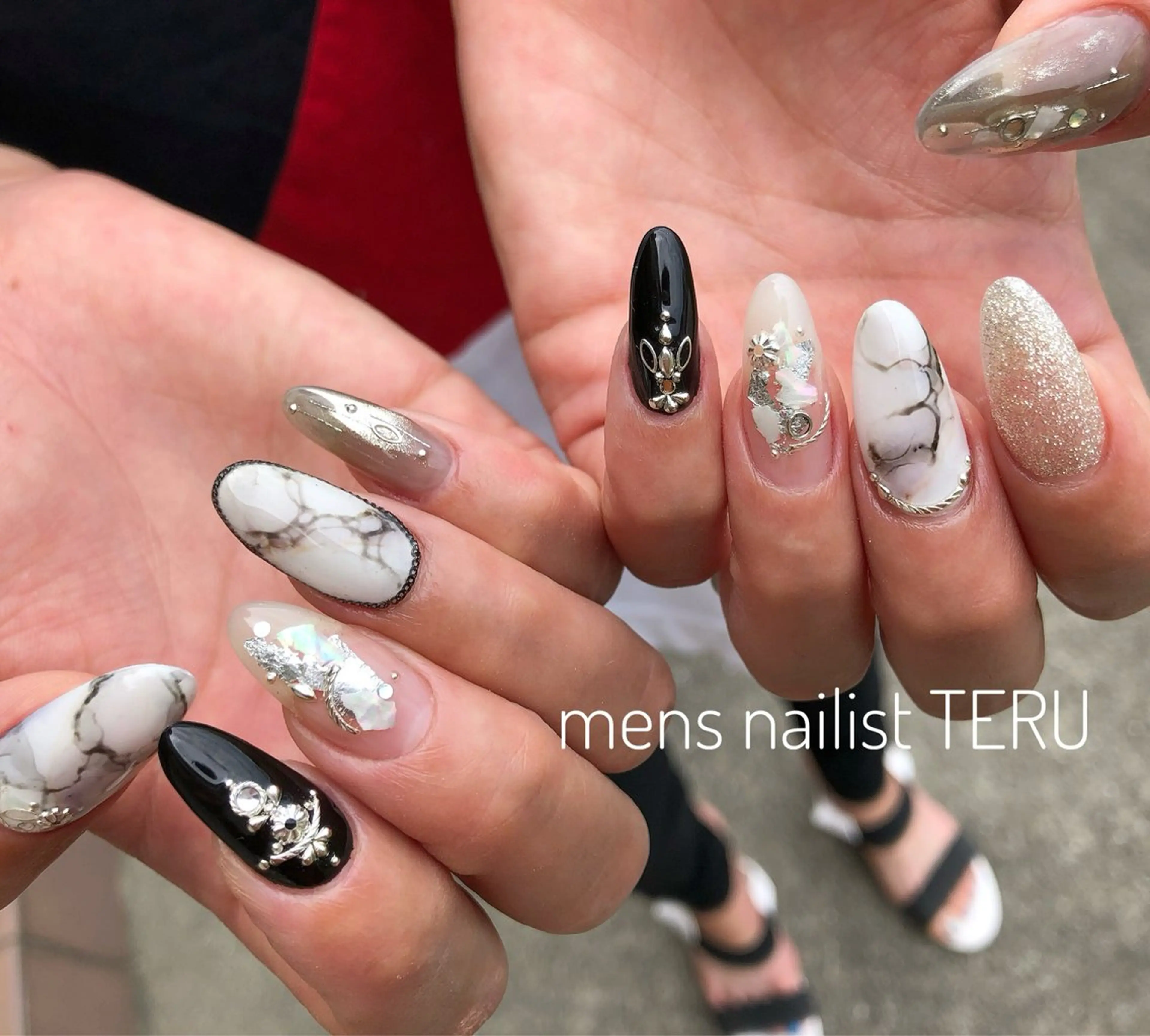 ネイル 大理石ネイル(マーブル) メンズネイル ニュアンスネイル ハンドネイル nailsalon ETERNALのネイルデザイン
