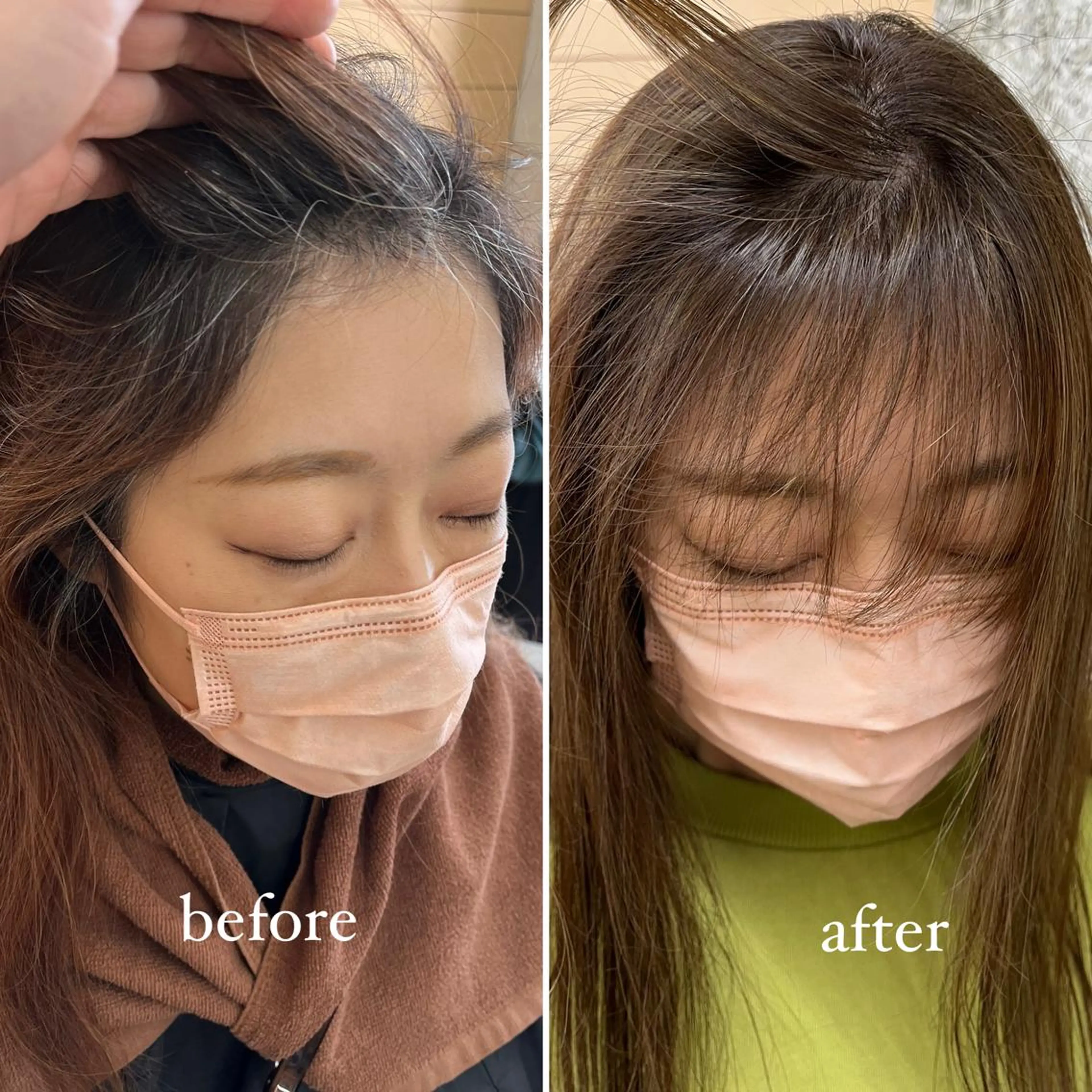 セミロング 顔周りカット ハイライト ヘアカラー トリートメント 難波/白髪ぼかし/ KAORIのヘアスタイル