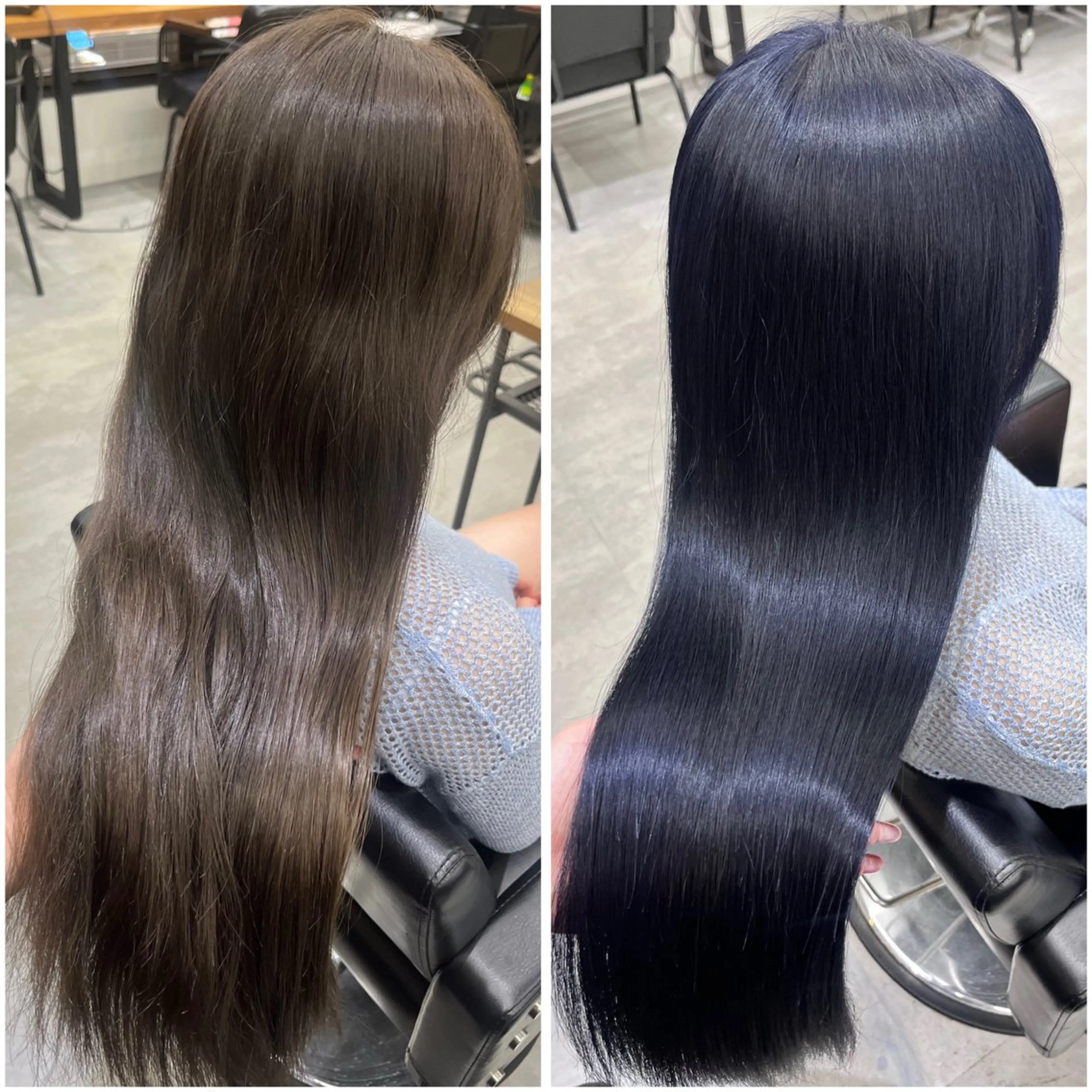 ロング カラー ブルーカラー ネイビーカラー ヘアカラー トリートメント MAKO ❤️🔥NEXTのヘアスタイル