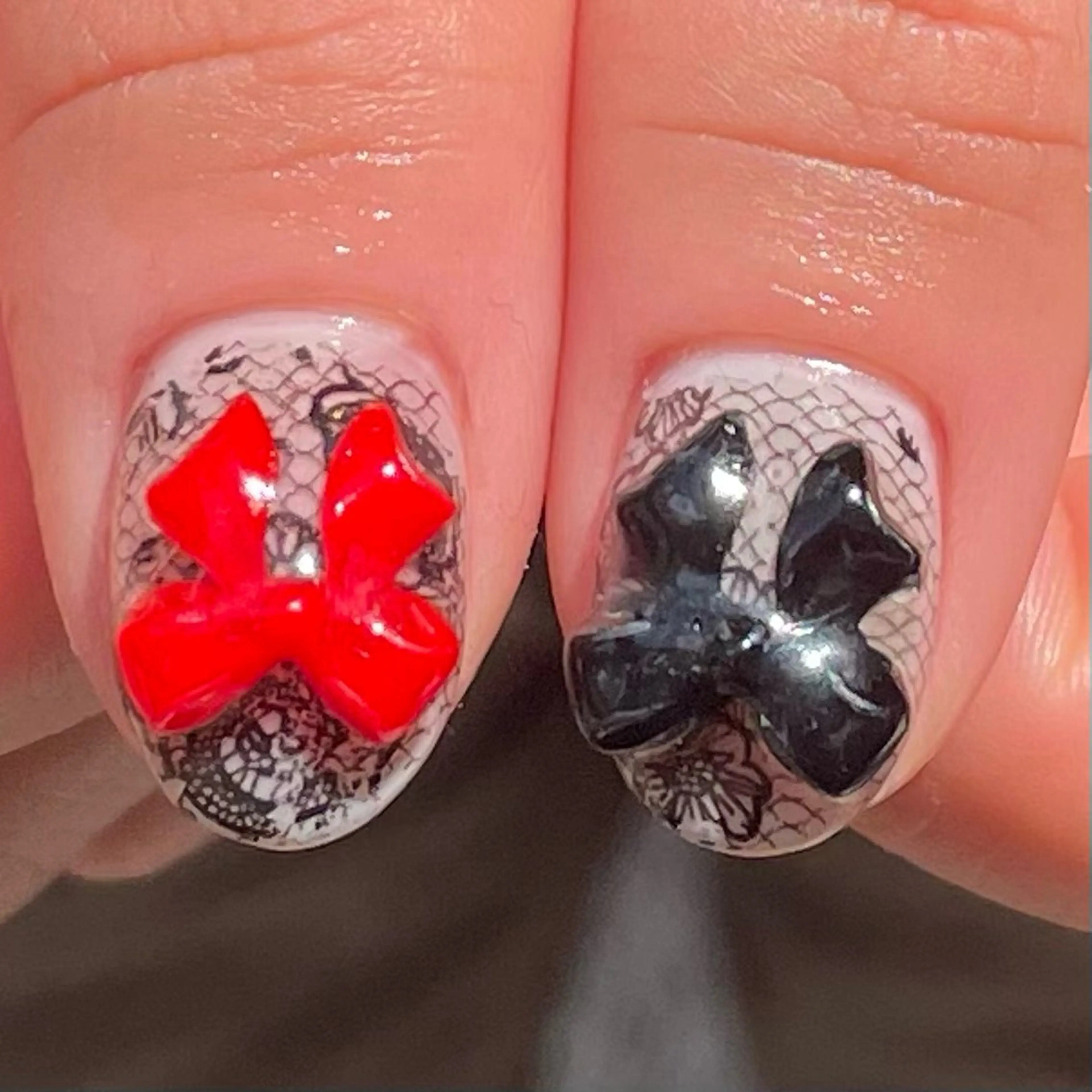 ネイル レース リボン ハンドネイル Ricnail☾ ayanoのネイルデザイン