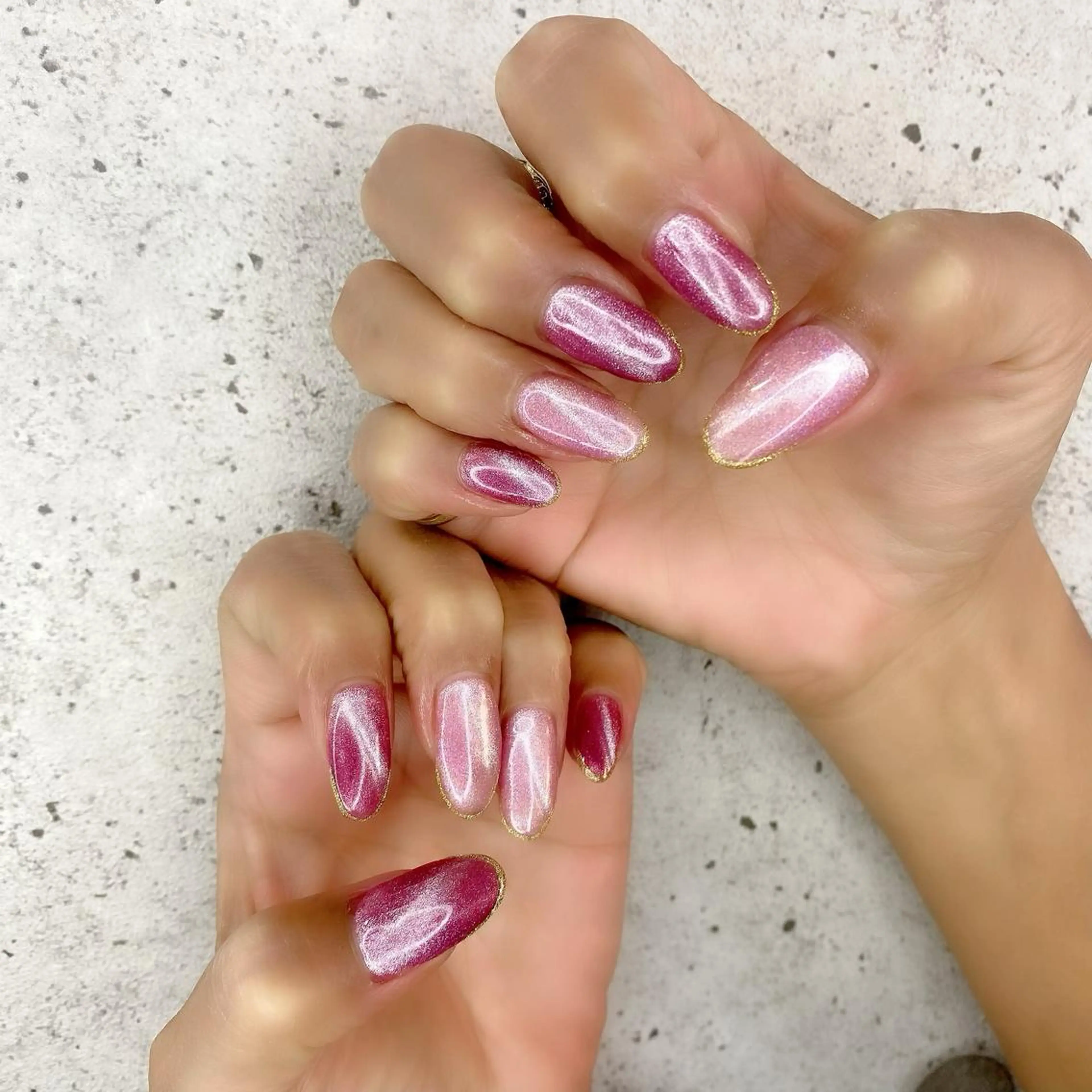 ネイル アートネイル キラキラネイル ロングネイル マグネットネイル ピンク Salon Ｋのネイルデザイン