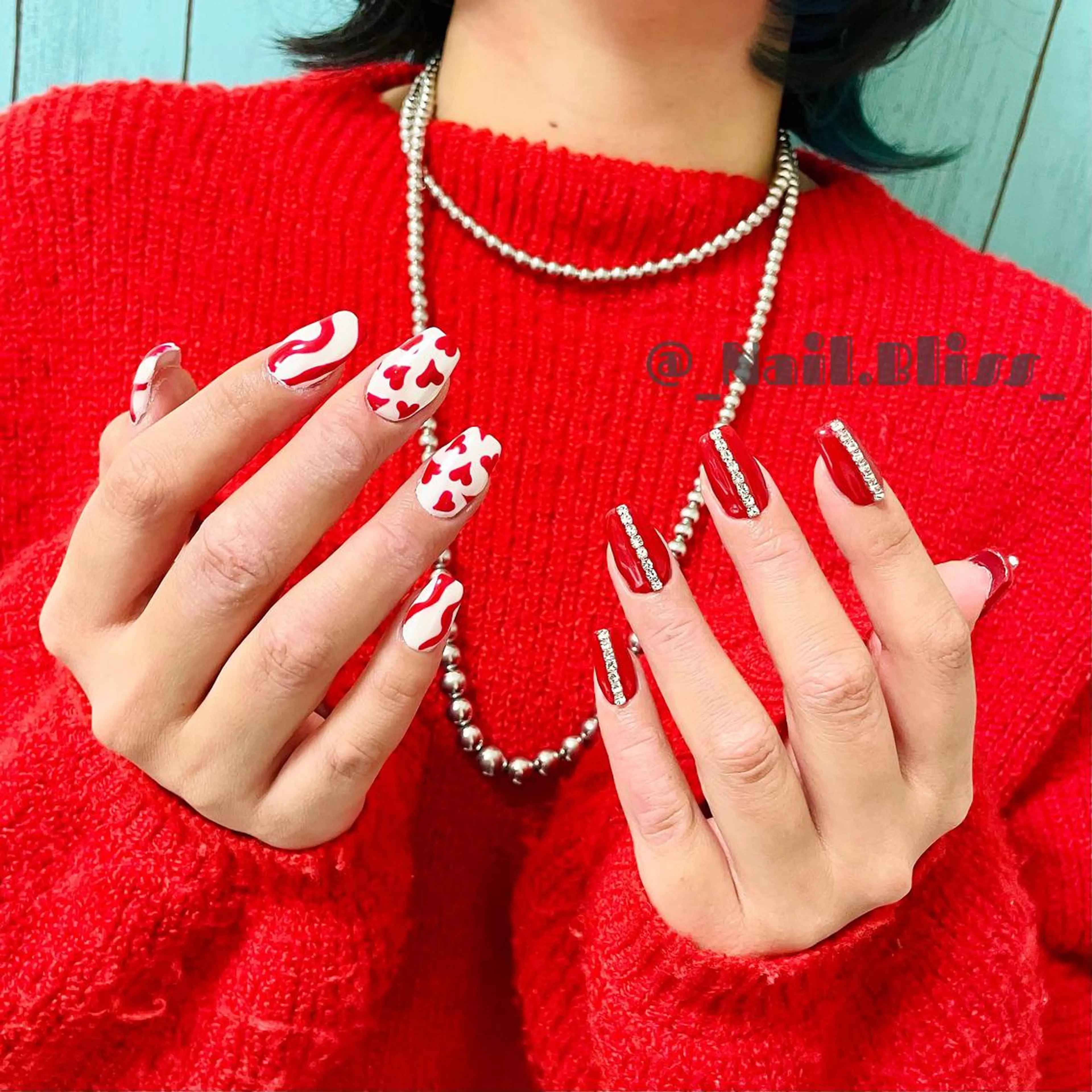 ネイル バレンタイン ハンドネイル NAIL BLISSのネイルデザイン