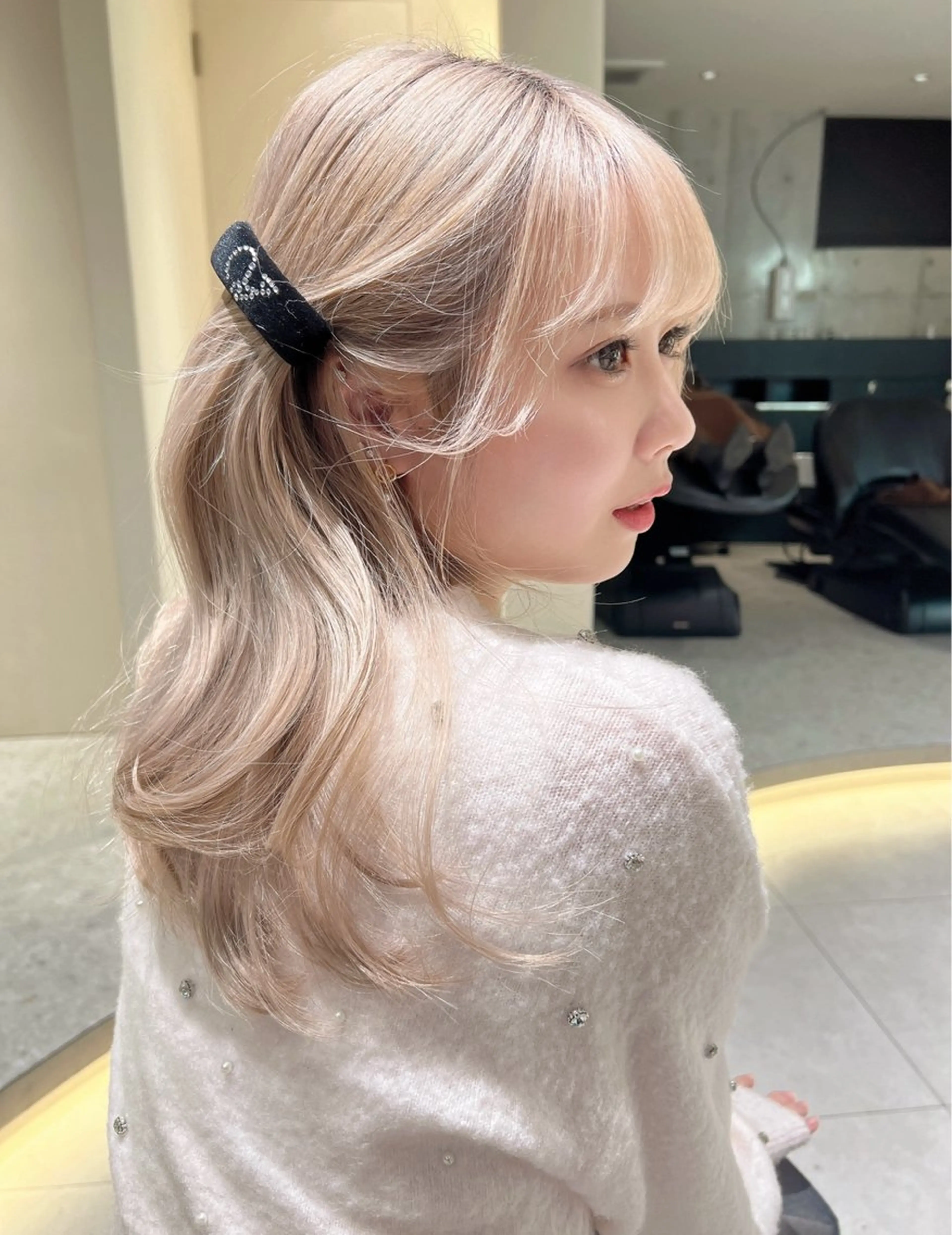 ミディアム カット ヘアカラー トリートメント 顔周り🇰🇷韓国 レイヤー/モエのヘアスタイル