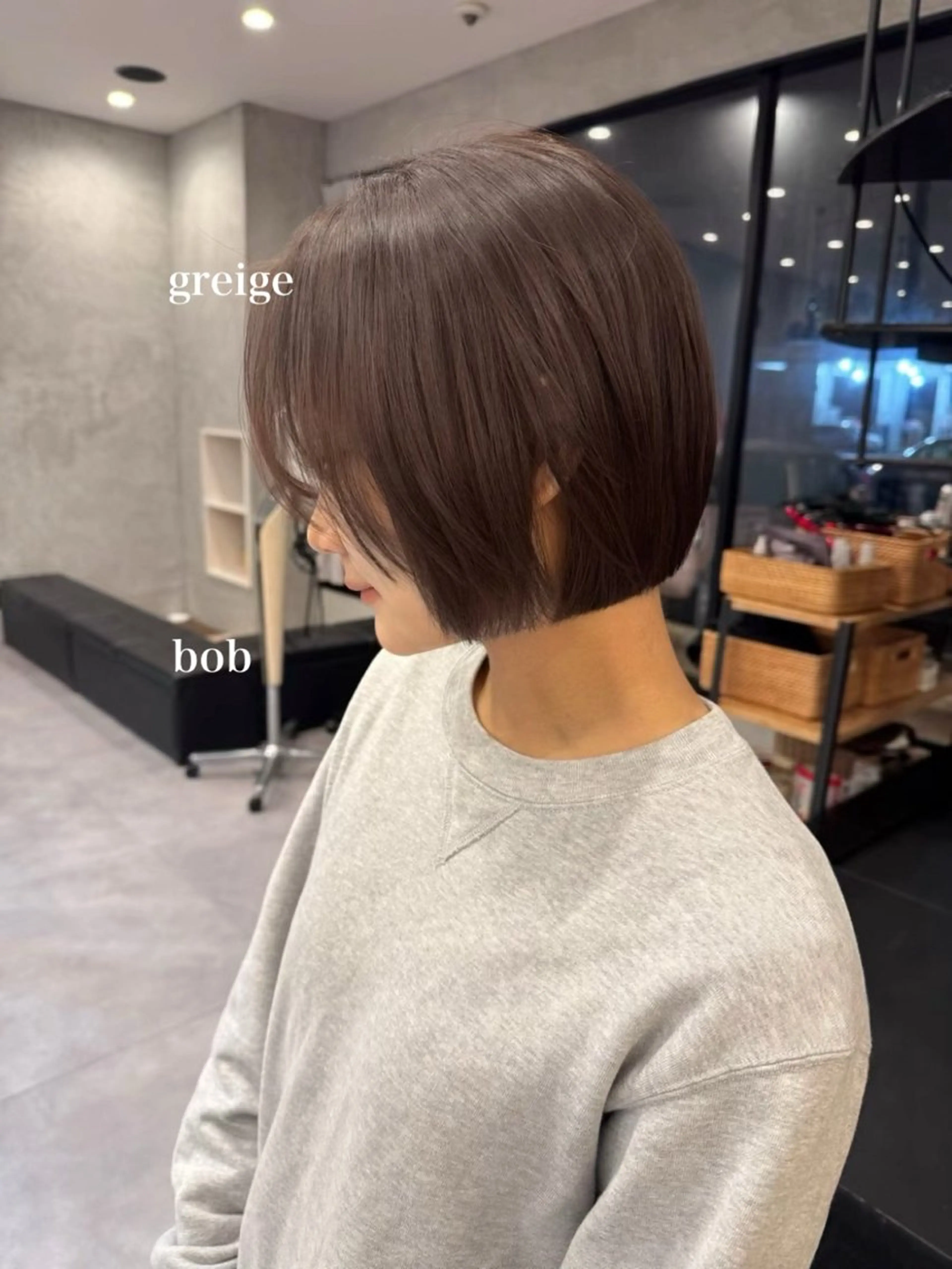 ミディアム カット ヘアカラー トリートメント ボブ/透明感カラー 長岡/三浦めい🌟のヘアスタイル