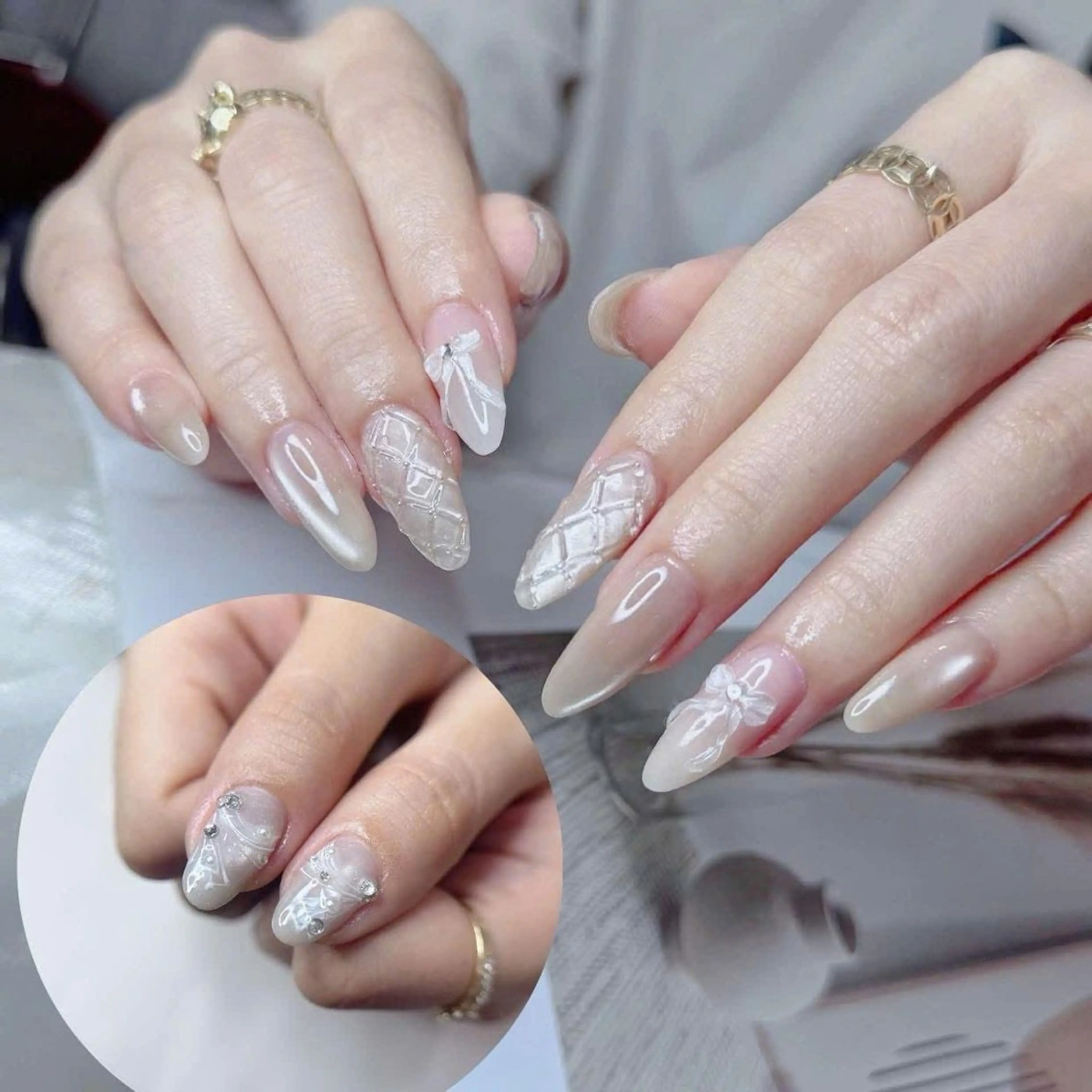 ネイル フレンチネイル ジェルネイル ガラスフレンチ 韓国ネイル マグネットネイル ハンドネイル Minette Nailのネイルデザイン