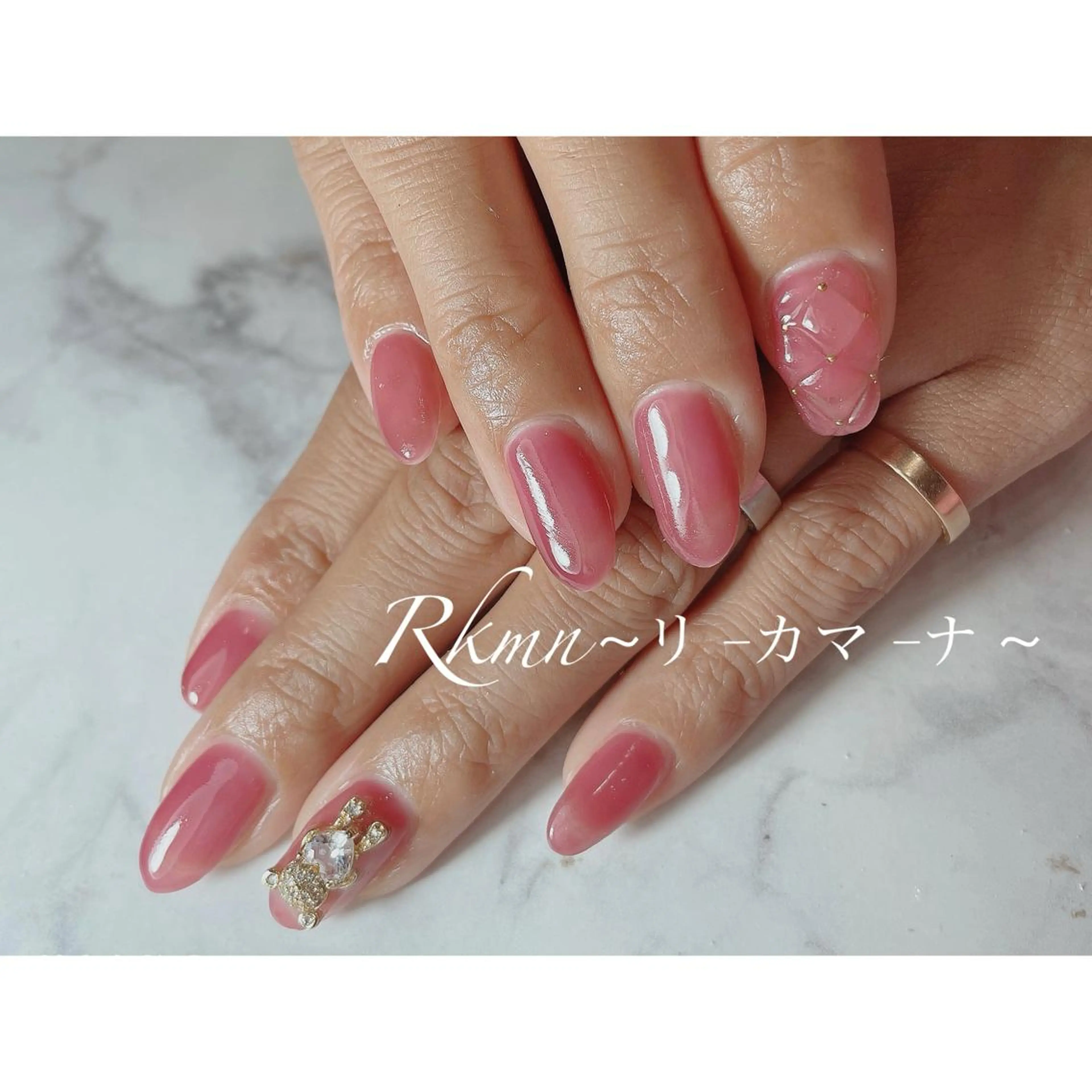 ネイル アートネイル ピンク 春ネイル ハンドネイル フットネイル ハンドケア Rkmn ~リ-カマ-ナ~のネイルデザイン