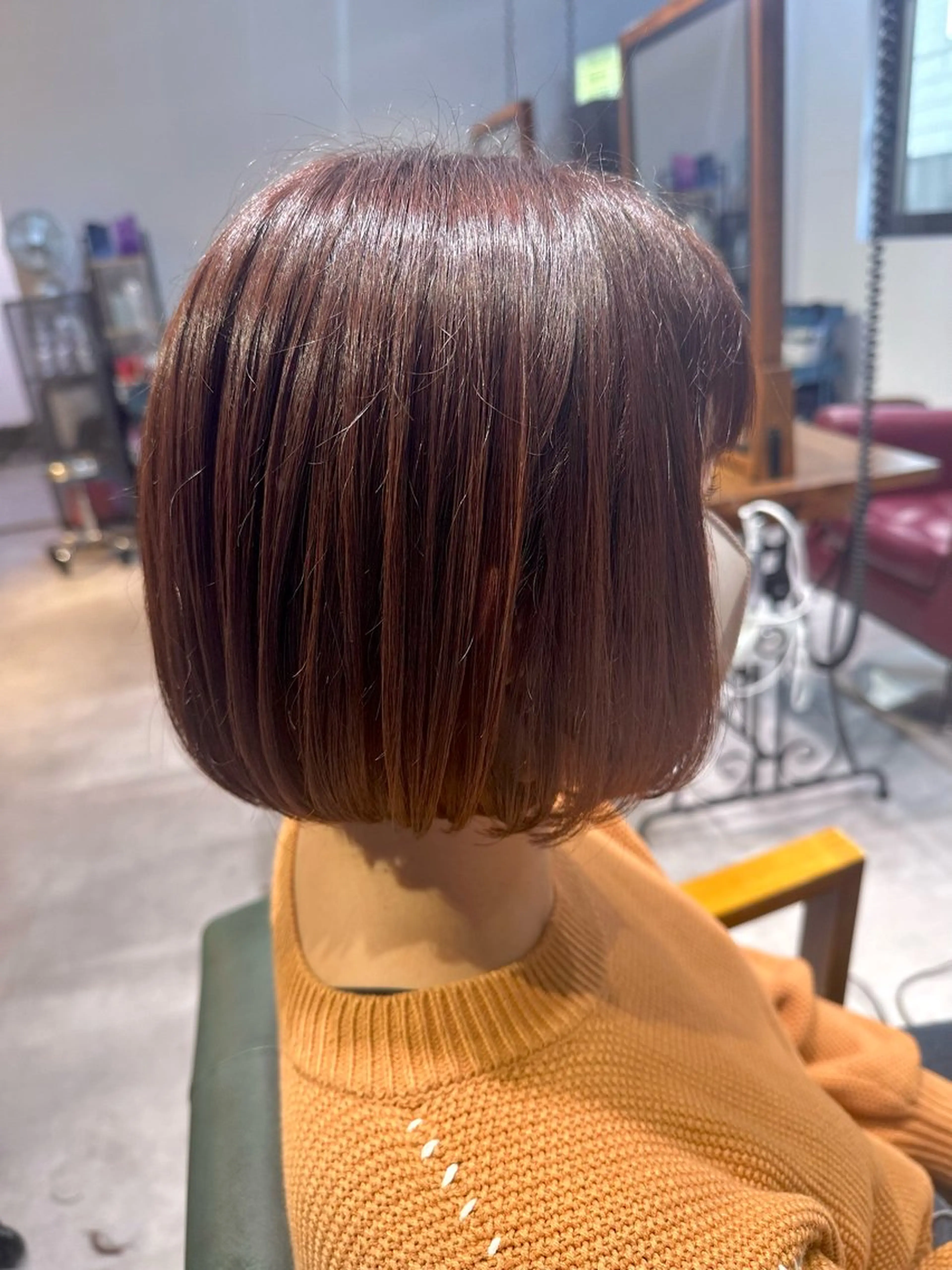 ミディアム カラー ブリーチ ブラウンカラー ブリーチなしカラー ピンクカラー ピンクブラウン 七井 香奈 (なないかな)のヘアスタイル