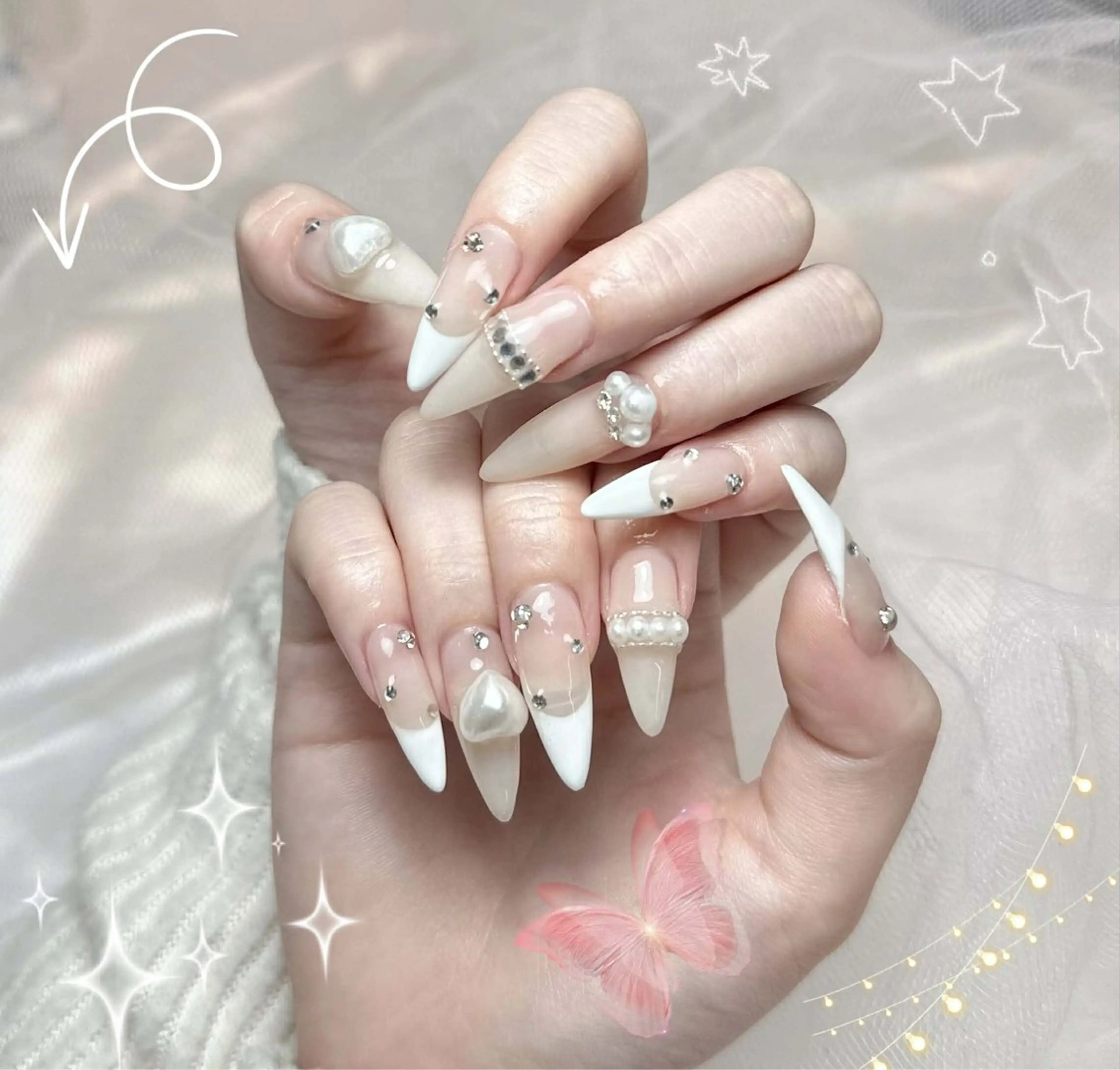 ネイル アートネイル チークネイル ジェルネイル ロングネイル マグネットネイル ハンドネイル Rin Nail 新大久保店のネイルデザイン