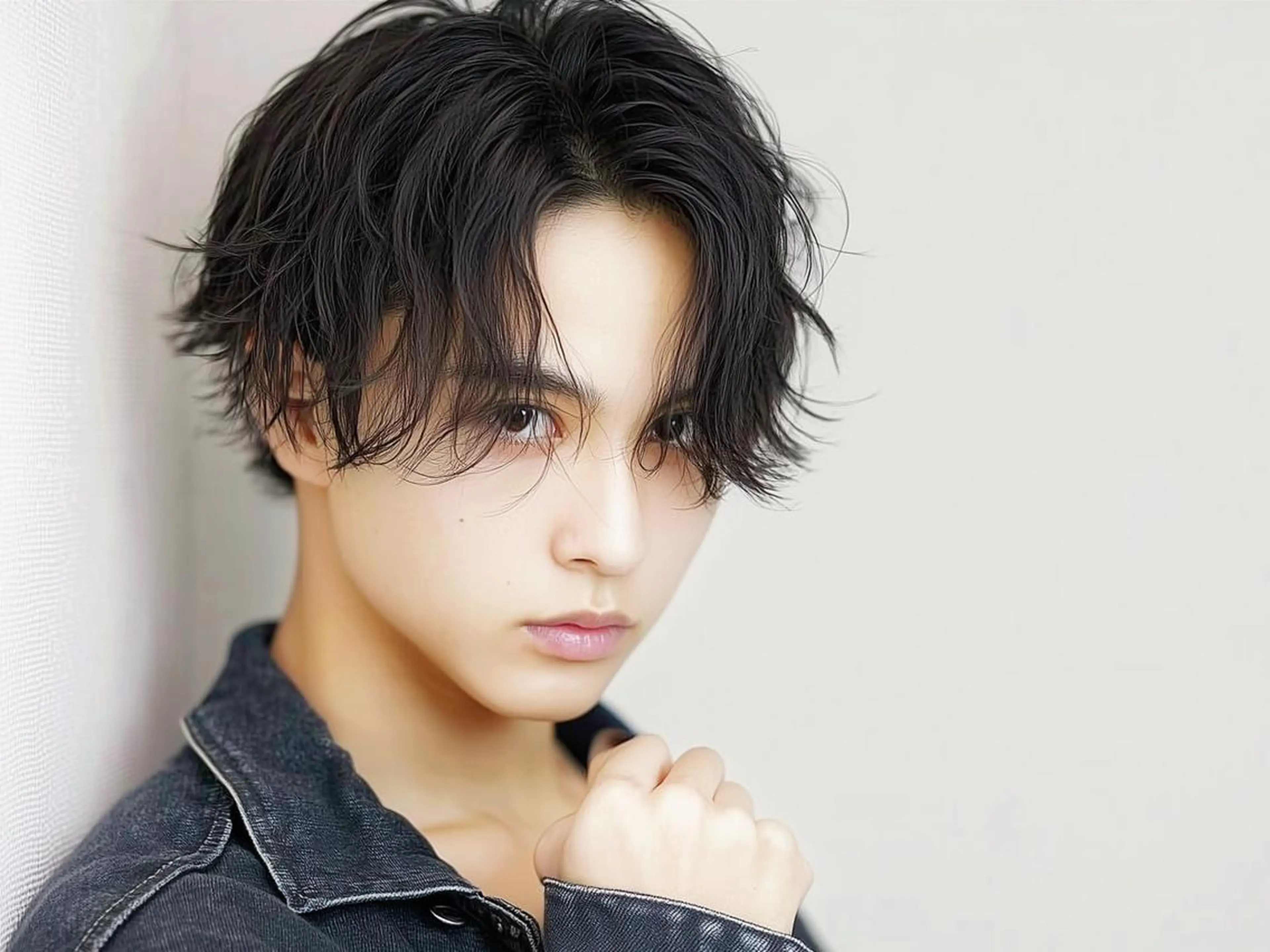 メンズ センターパート カット 山田 周のヘアスタイル