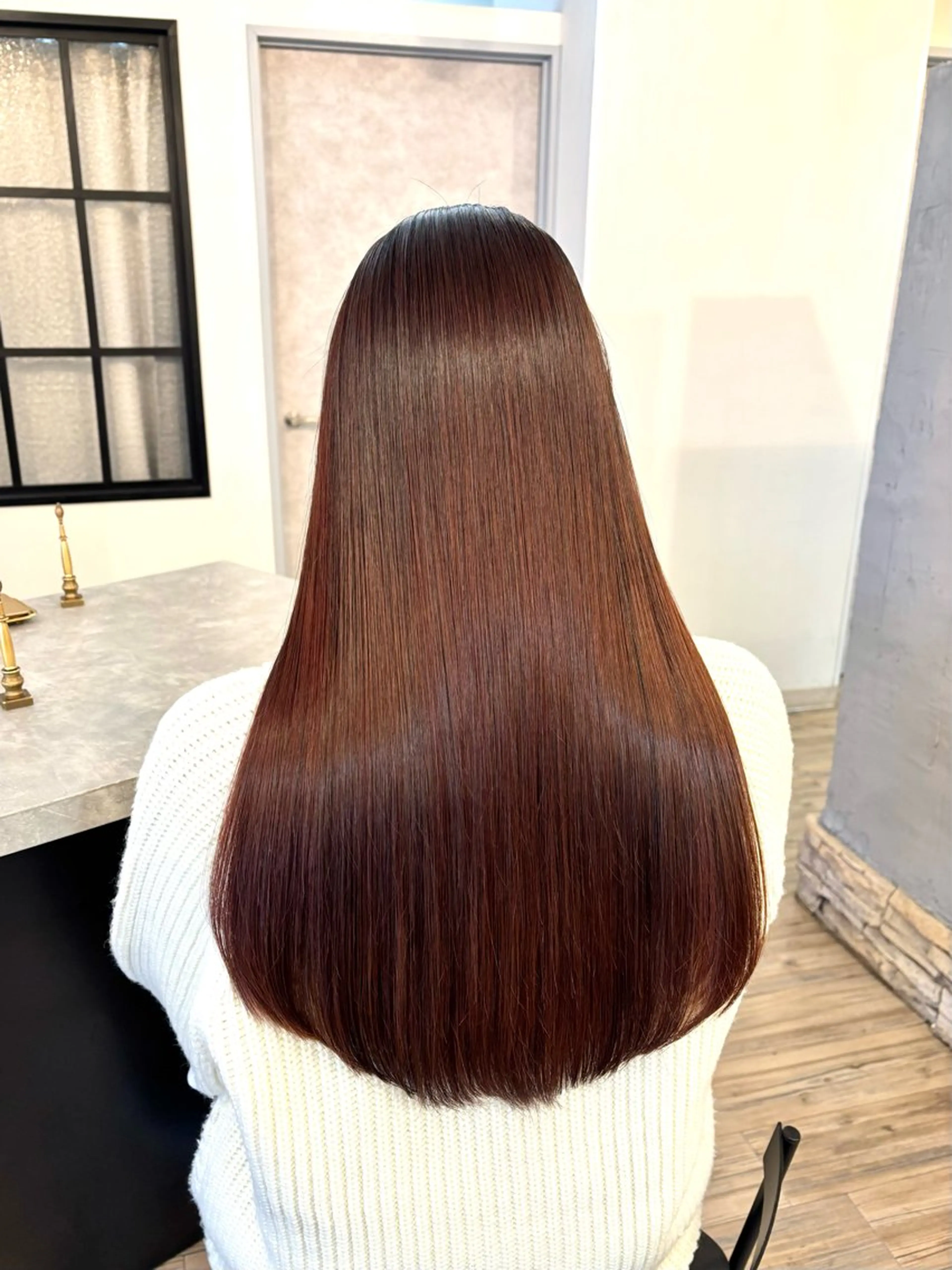 ロング パーマ カット 縮毛矯正 VISAGE ba.sk 金子詩帆のヘアスタイル