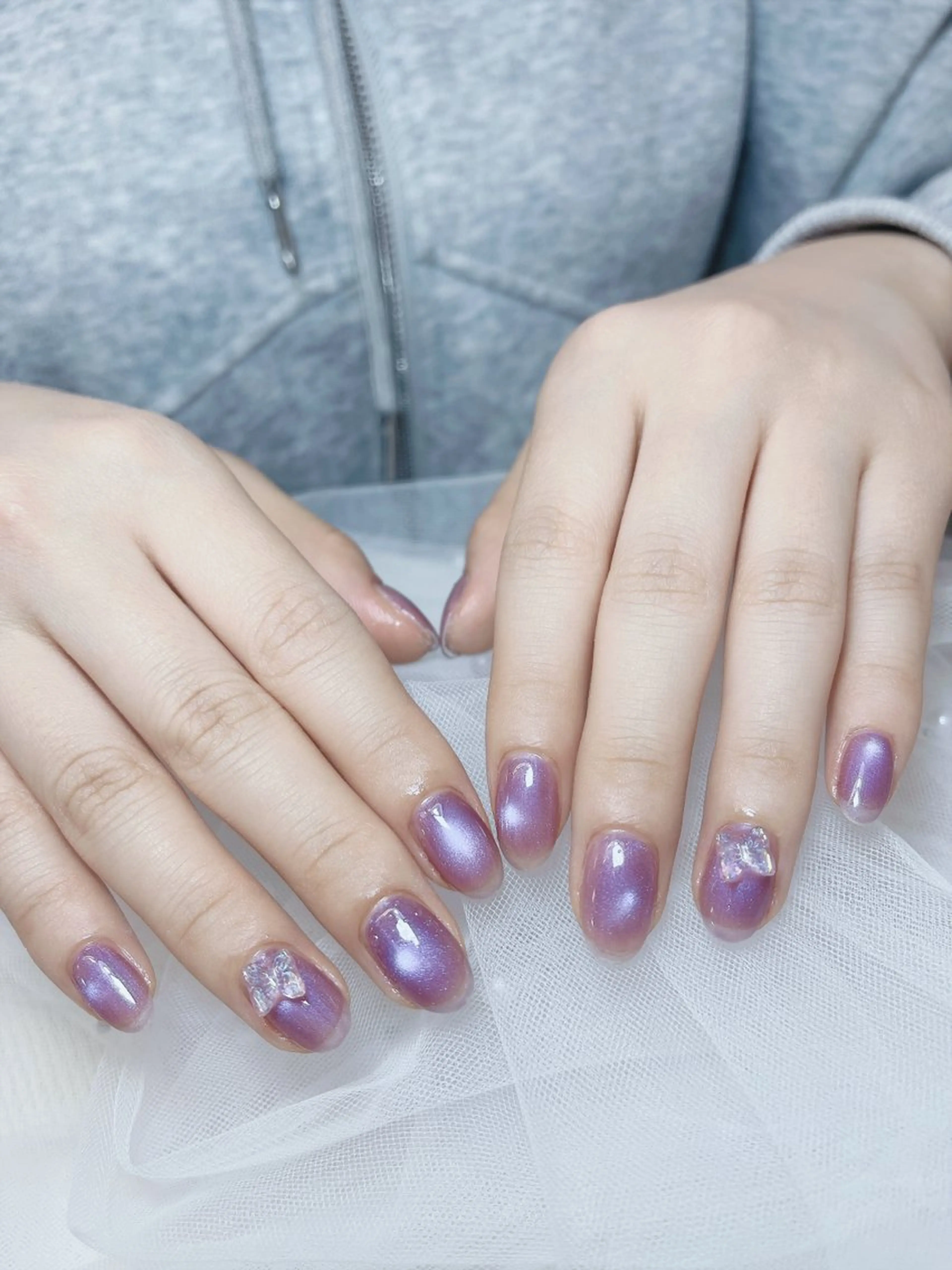 ネイル チークネイル フレンチネイル グラデーション キラキラネイル 韓国ネイル ハンドネイル DUO   MI nail salonのネイルデザイン