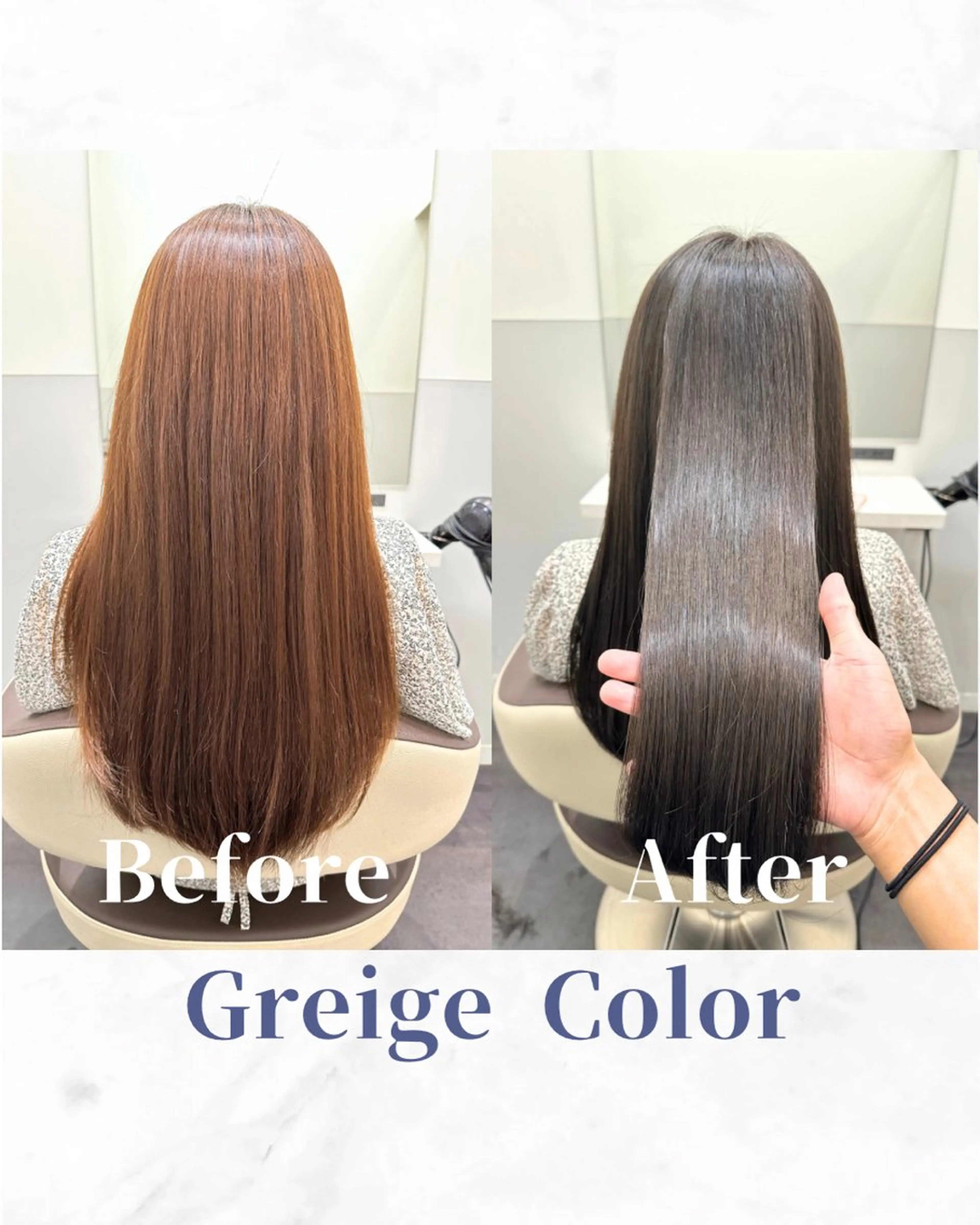 ロング カラー 透明感カラー グレージュ オレンジ 髪質改善 トリートメント カット ヘアカラー トリートメント 【美髪矯正 /髪質改善】RINのヘアスタイル
