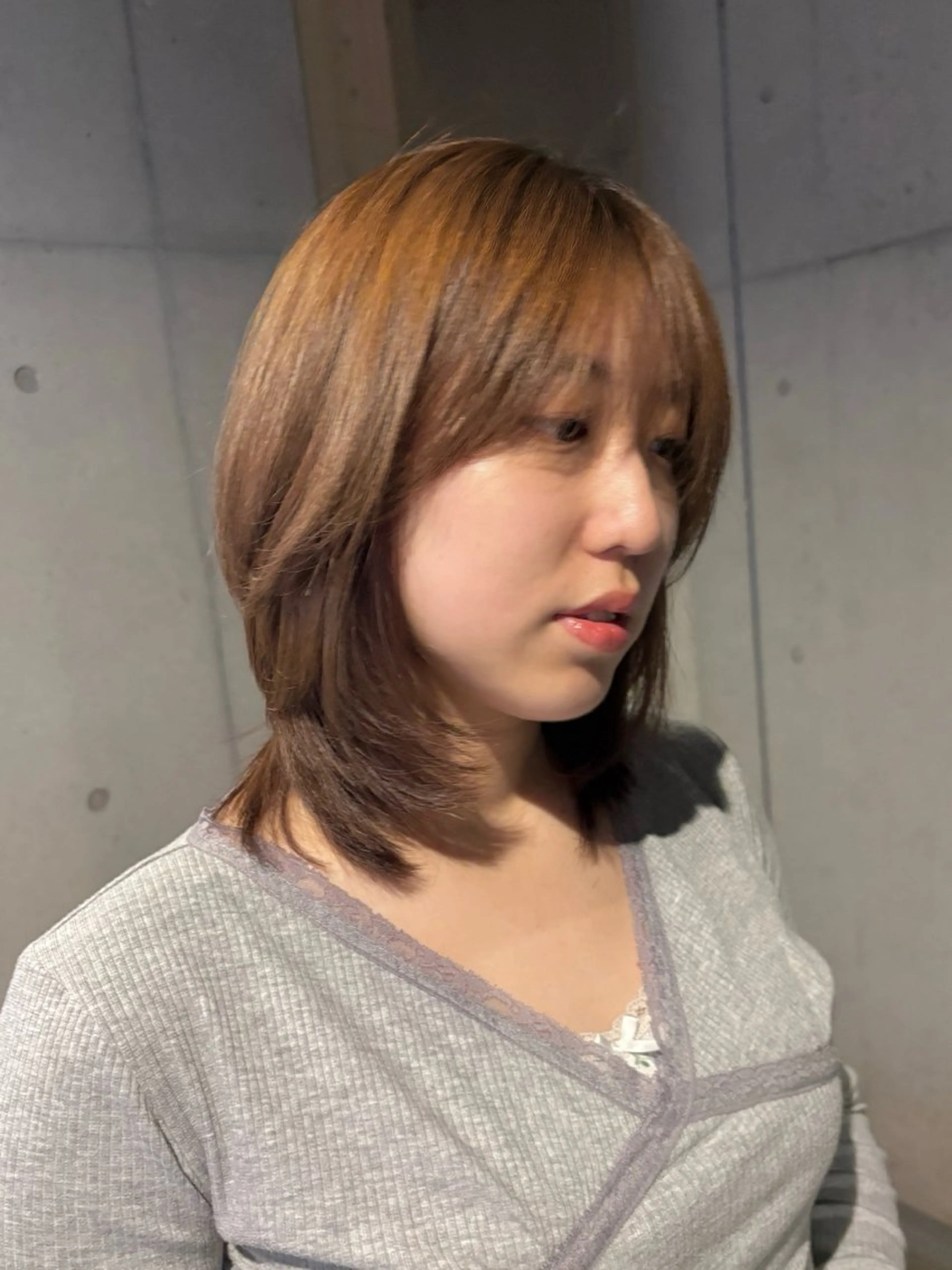 ミディアム カラー カット ヘアカラー トリートメント 韓国ヘア/wカラー レイヤー/RIN🎀のヘアスタイル