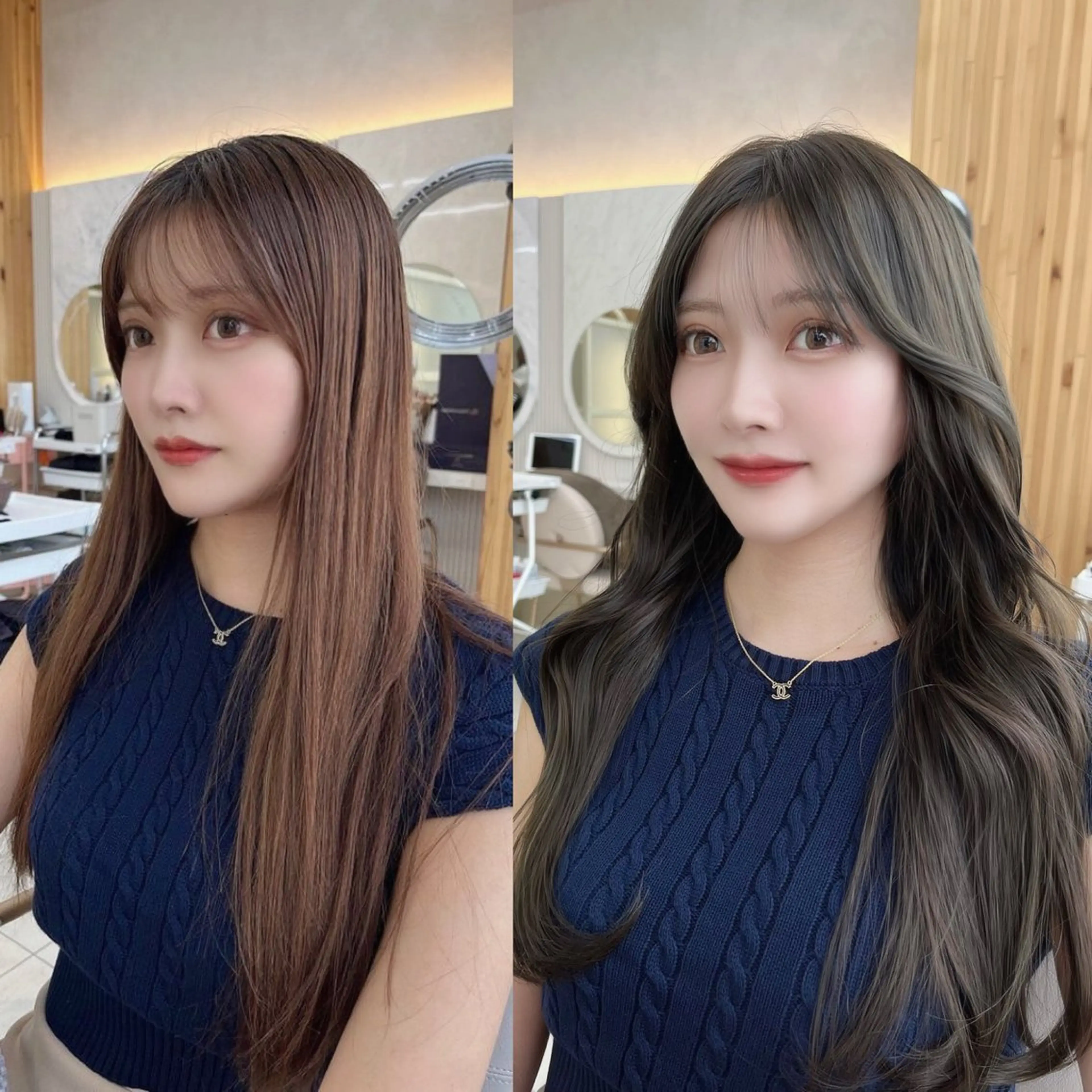 セミロング カラー ナチュラル韓国ヘア 🇰🇷塚田凌太のヘアスタイル