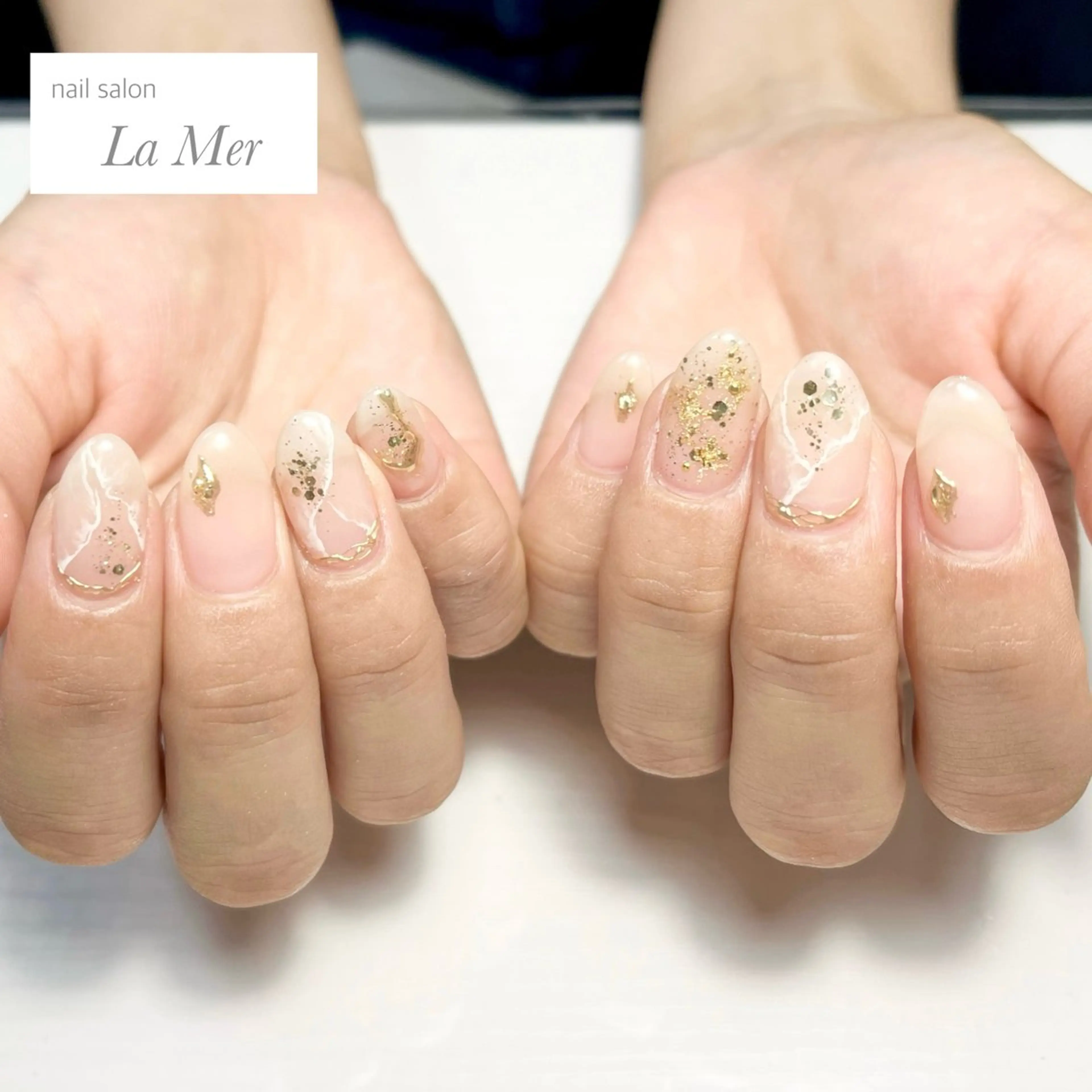 ネイル 大理石ネイル(マーブル) 持ち込み オフィスネイル シンプルネイル 夏ネイル nailsalon La Merのネイルデザイン