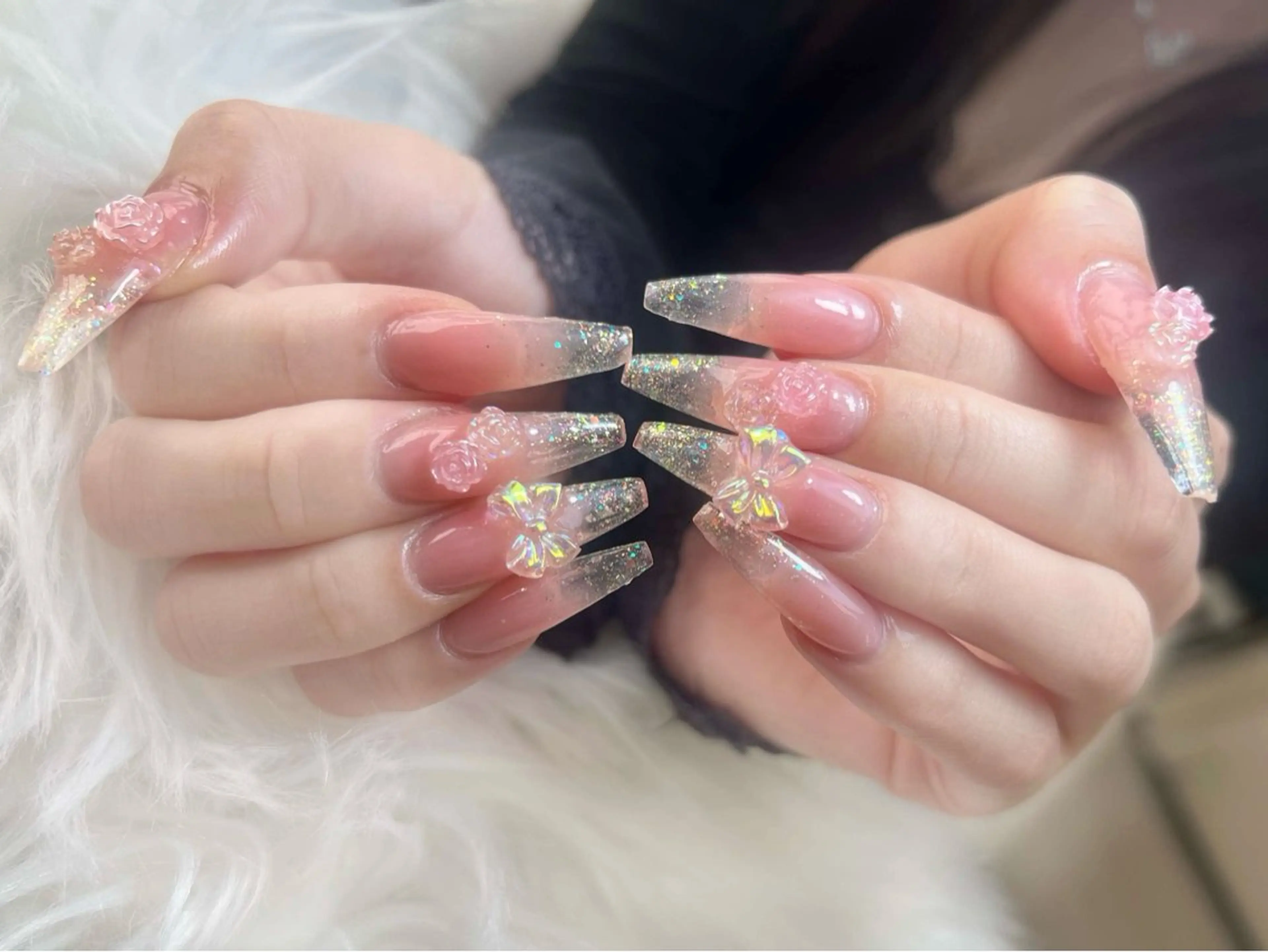 ネイル アートネイル オーロラネイル チークネイル 長さ出し フットネイル Chan nailsのネイルデザイン