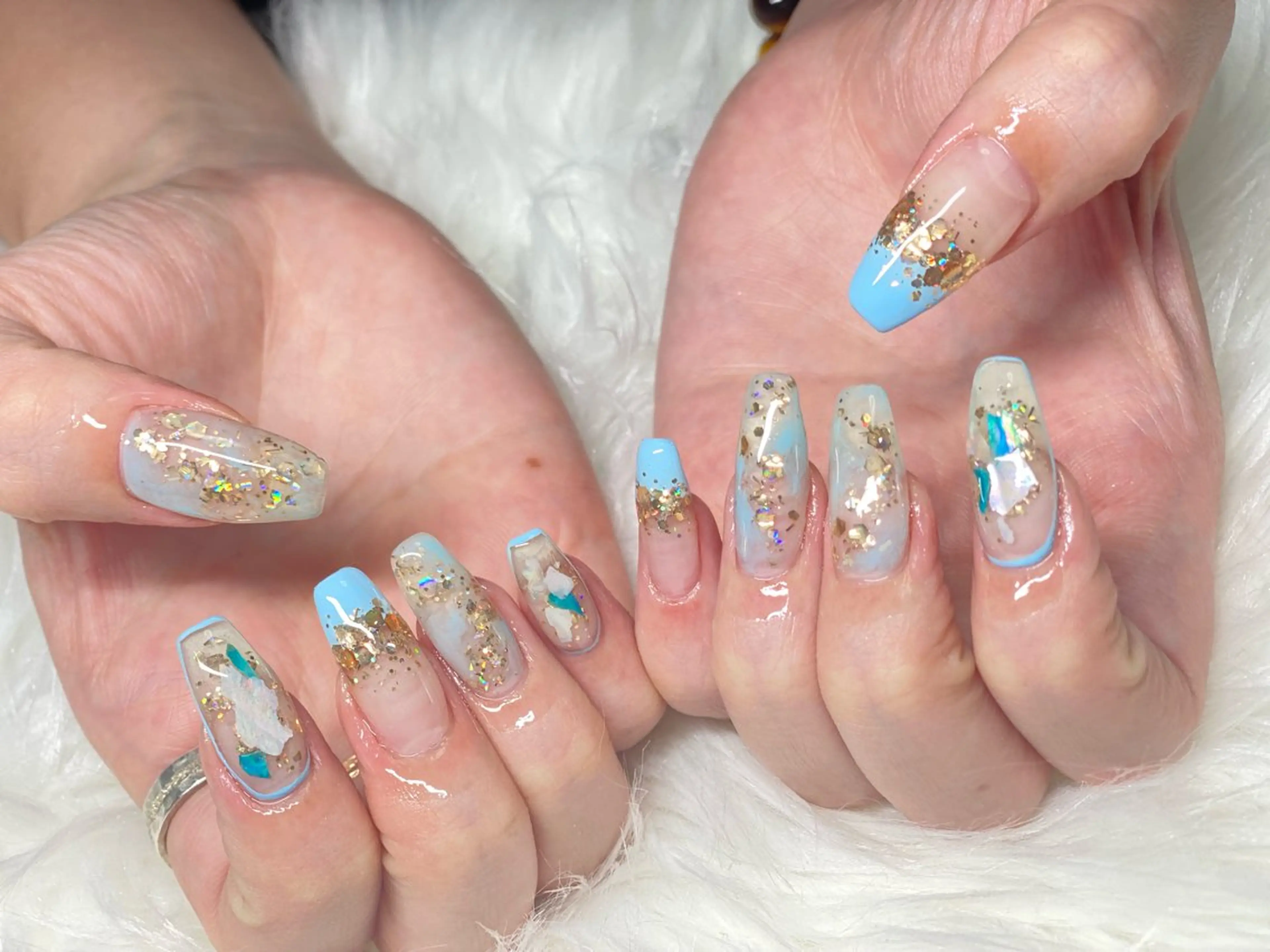 ネイル ブルー 夏ネイル Esthetic Will所属・will 有希のネイルデザイン