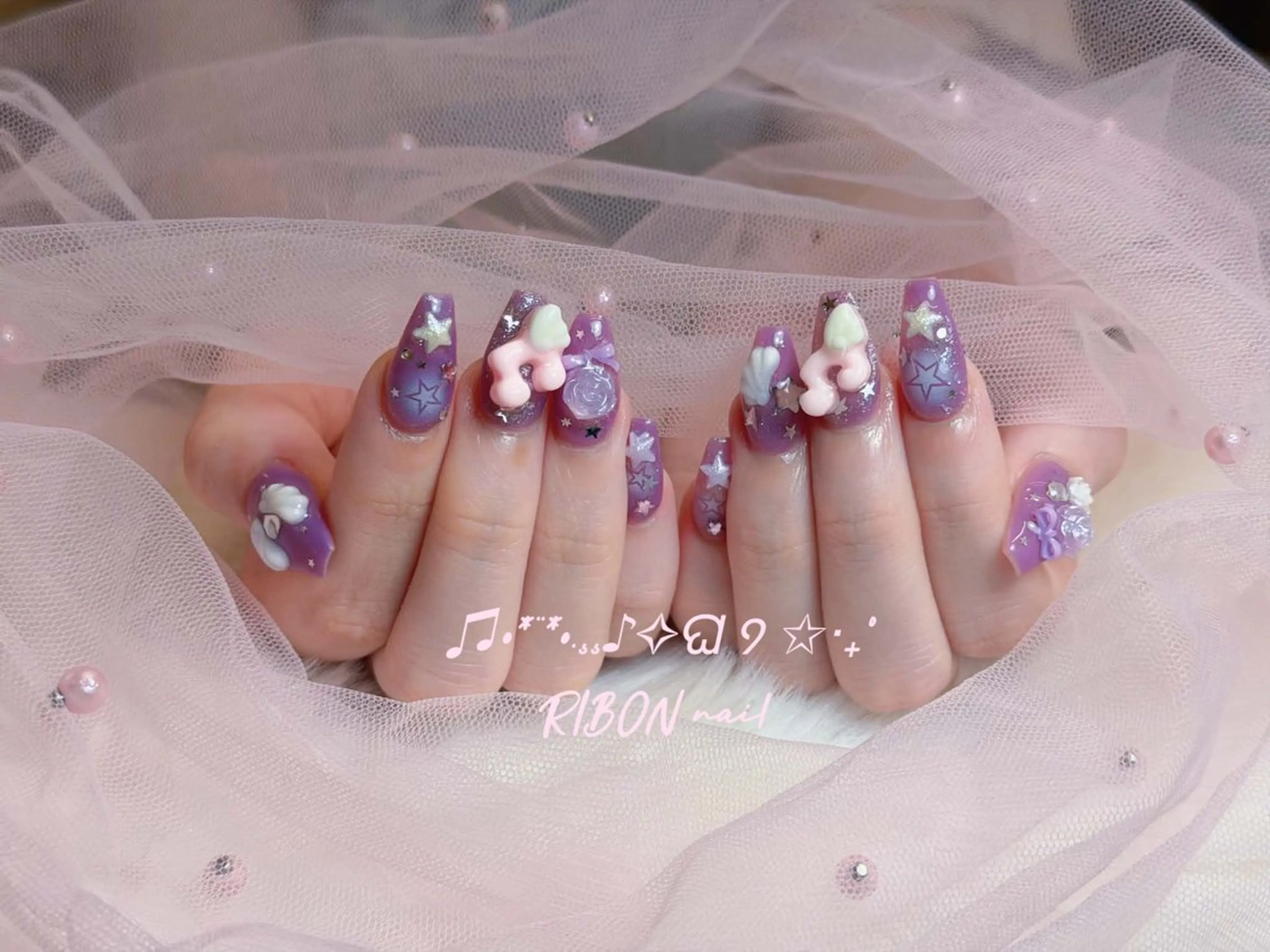ネイル チークネイル 長さ出し フレンチネイル ジェルネイル グラデーション ハンドネイル RIBON nail 高田馬場のネイルデザイン