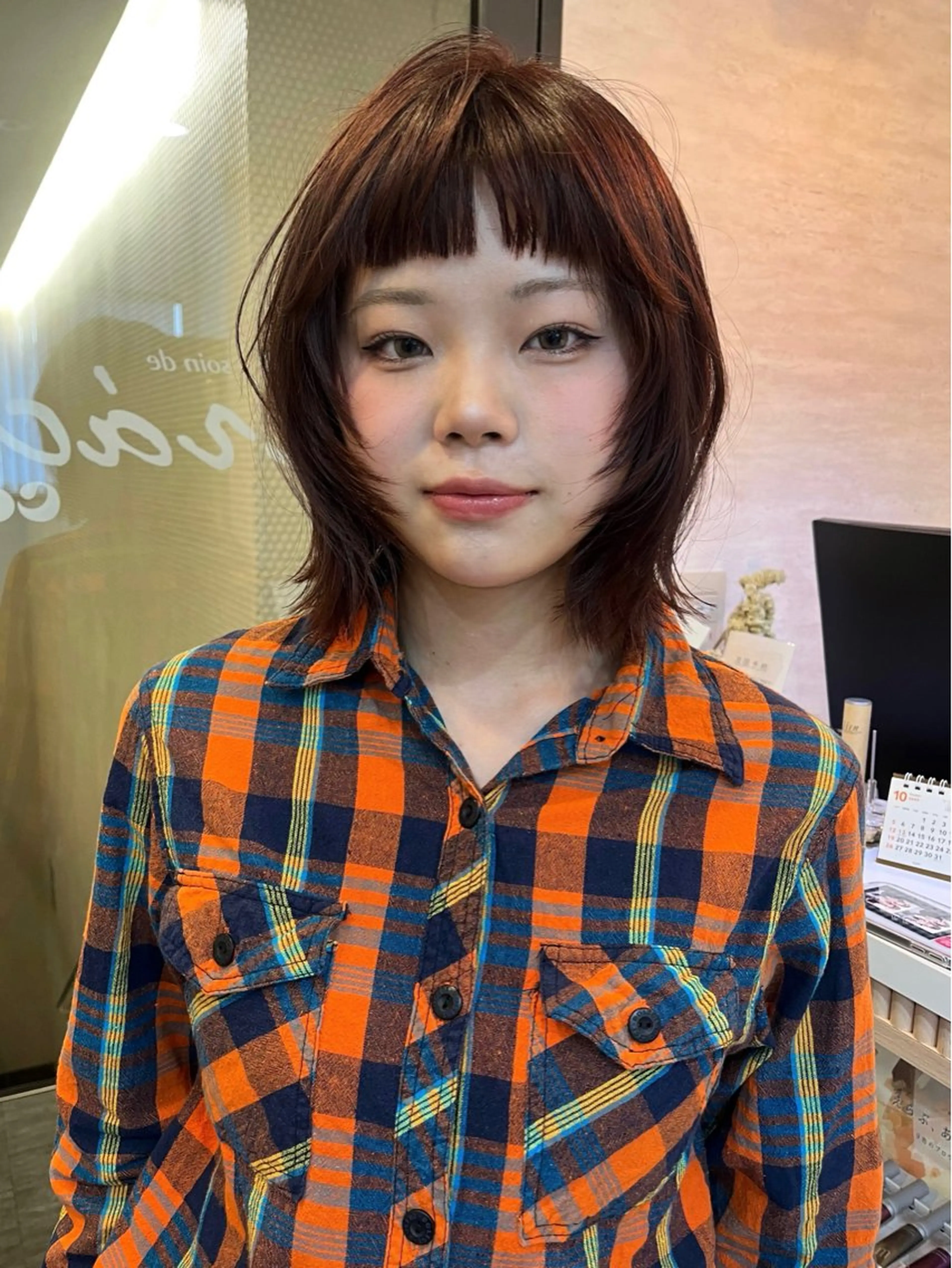 ショート 顔まわりレイヤー レイヤーカット オン眉 レイヤー/暖色/ 髪質改善/永礼芳果のヘアスタイル