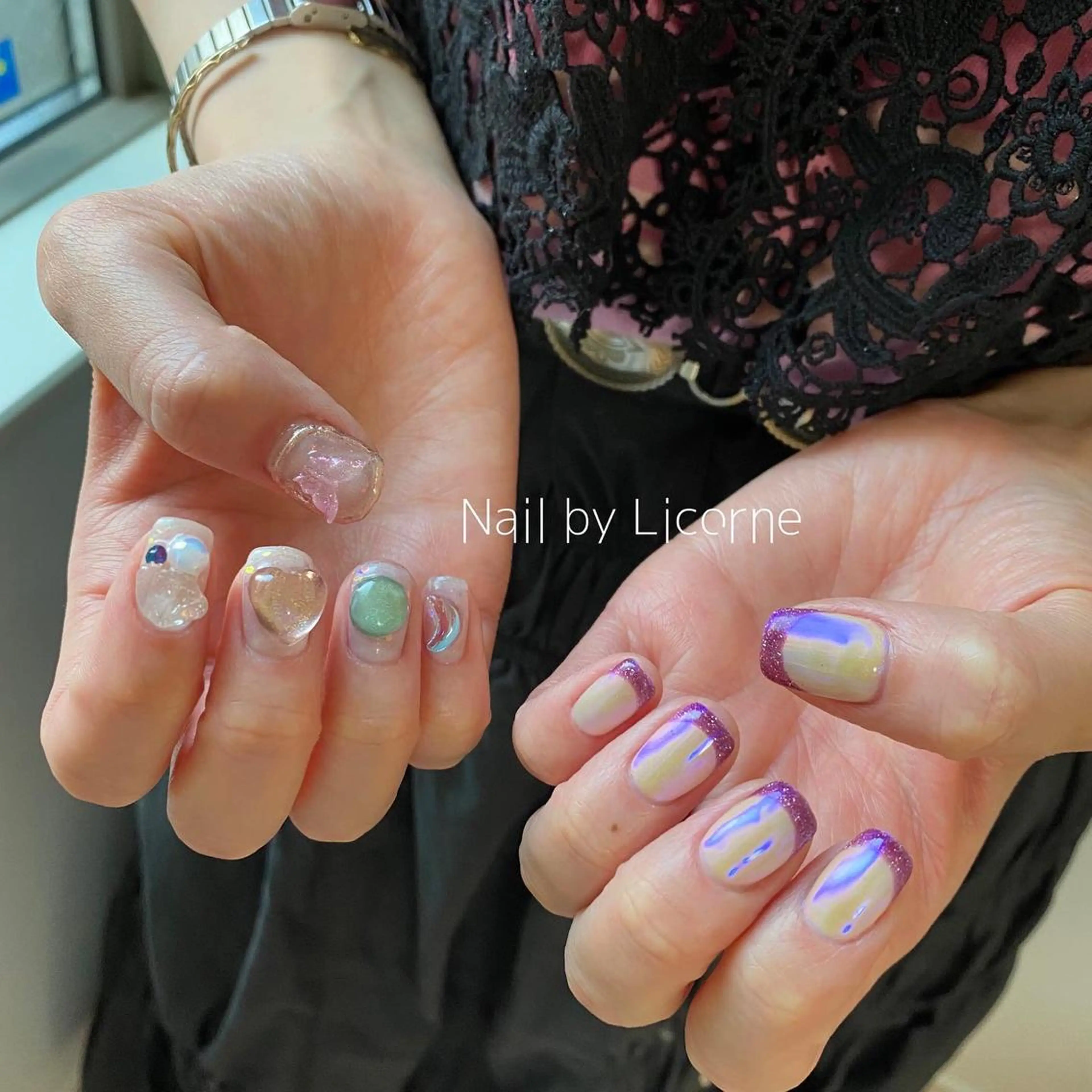 ネイル 氷ネイル・うるうるネイル 韓国ネイル ハンドネイル Nail by Licorneのネイルデザイン